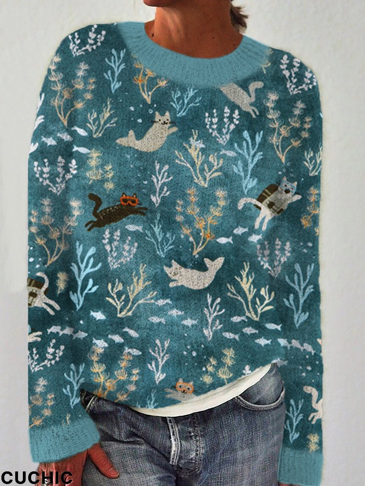 Swimming Cat Cozy Sweater