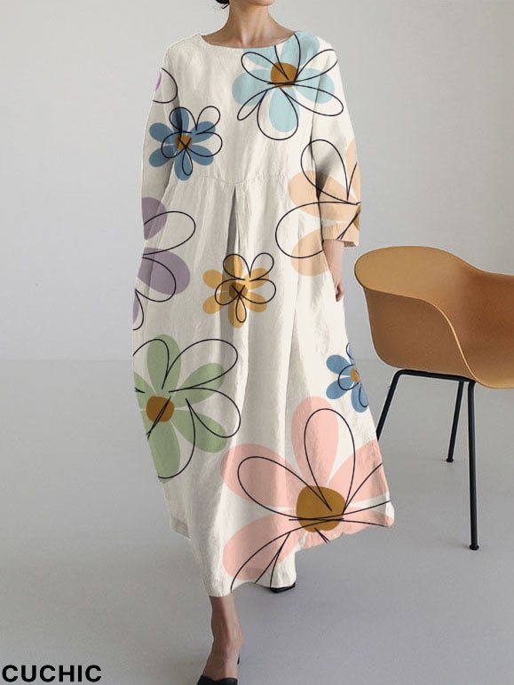 Women's Floral Pattern Design Casual Printed Dress