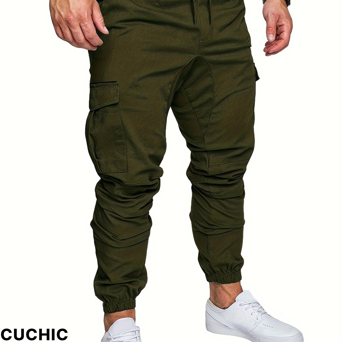 Casual Side Flap Pockets Drawstring Woven Joggers, Men's Cargo Pants For Spring Fall Outdoor