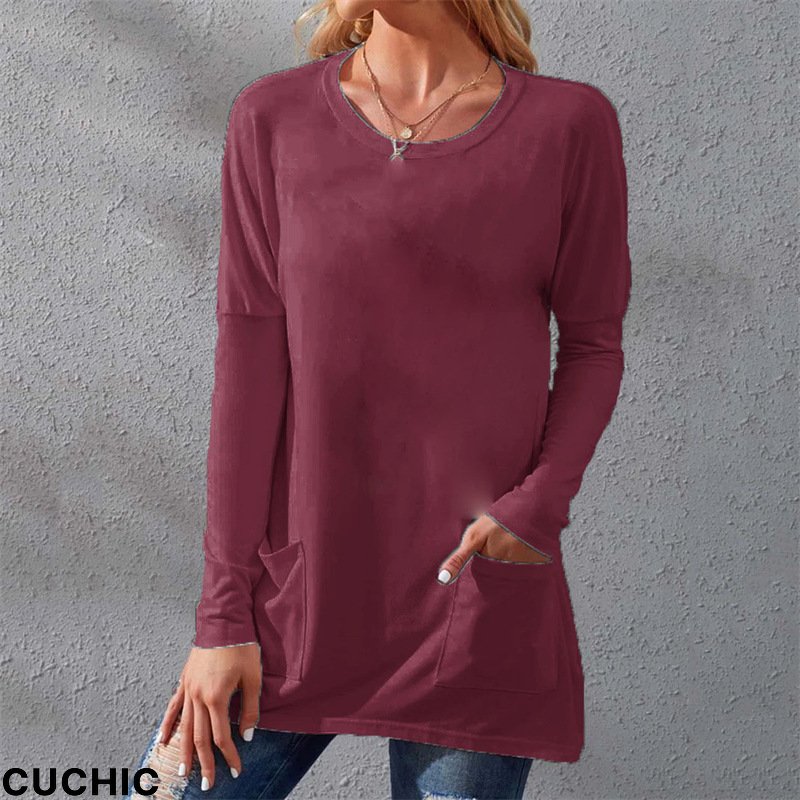 Fashion Women's Long Sleeve Solid Color Casual Loose Top T-Shirt