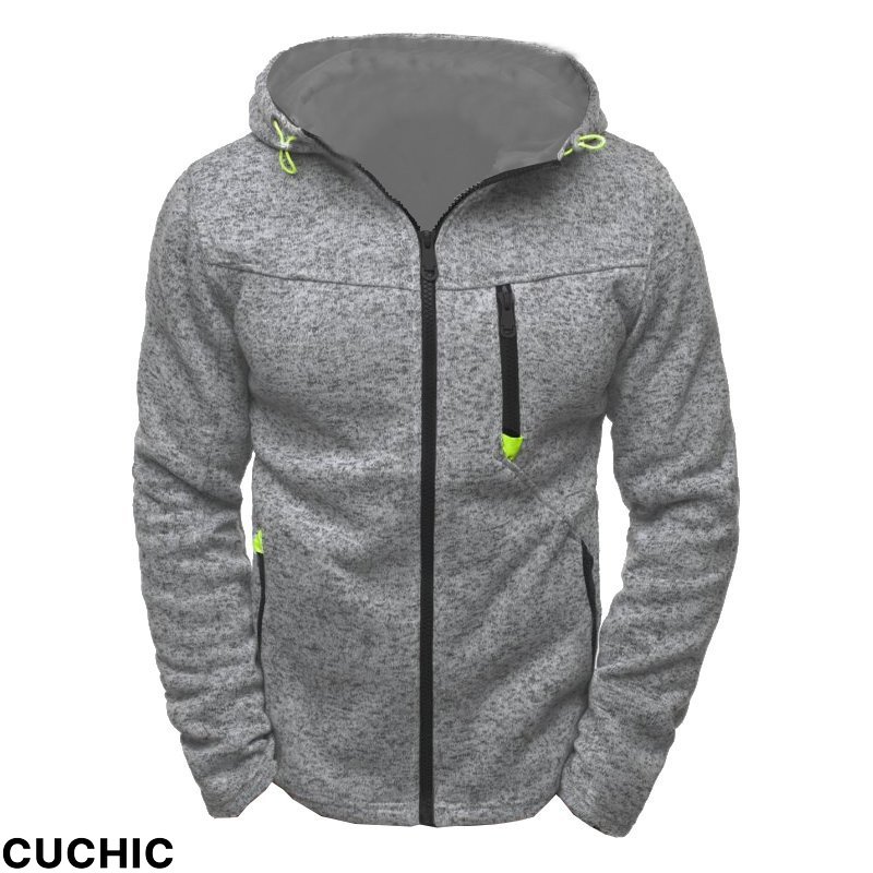 Men's Fashion Jacquard Fleece Hooded Sports Jacket Outerwear