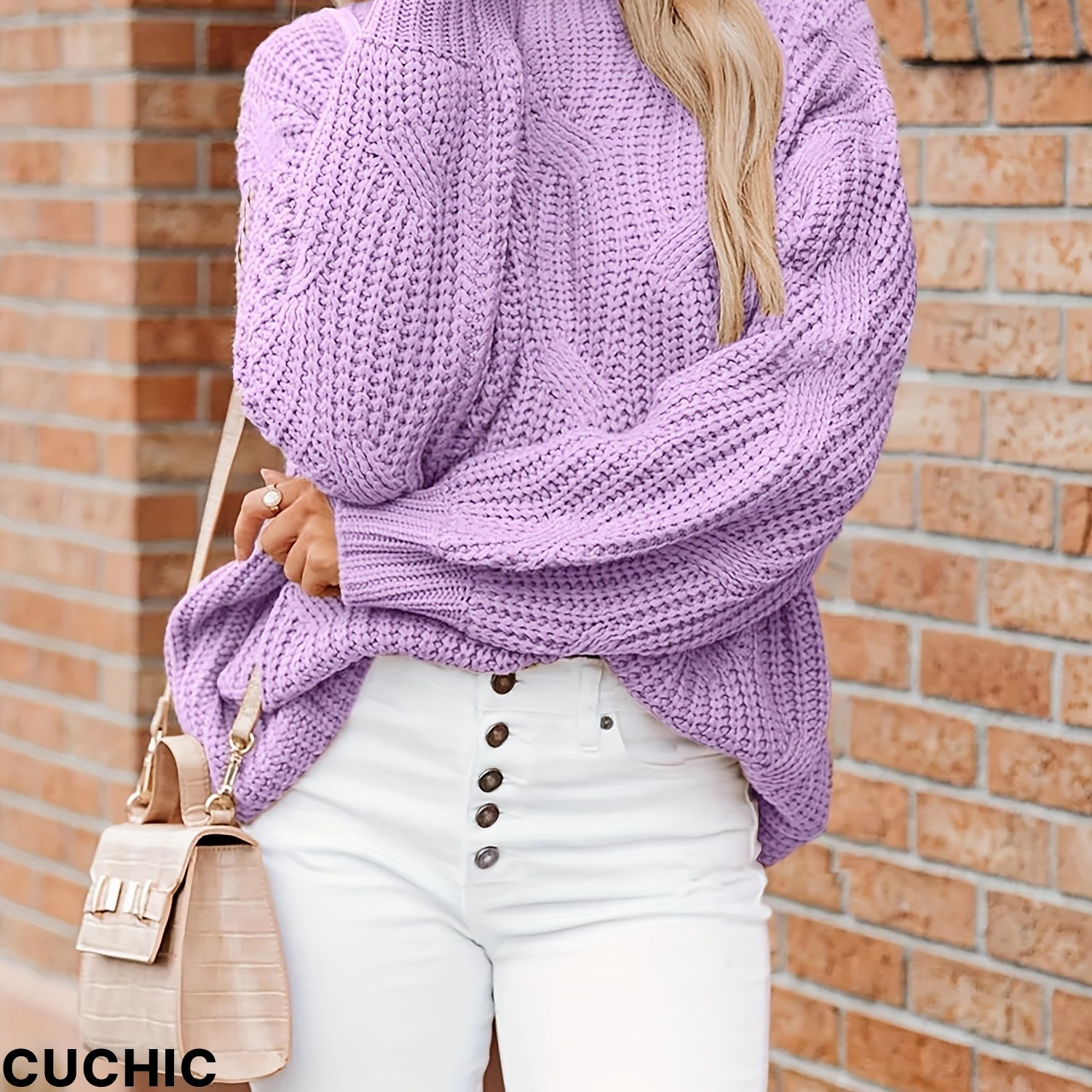 Solid Mock Neck Pullover Sweater, Casual Long Sleeve Sweater For Fall & Winter, Women's Clothing