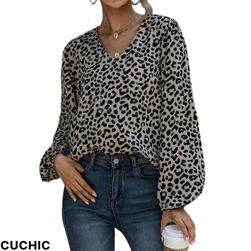 Women's Fashion V Neck Long Sleeve Elegant Casual Top Blouses & Shirts
