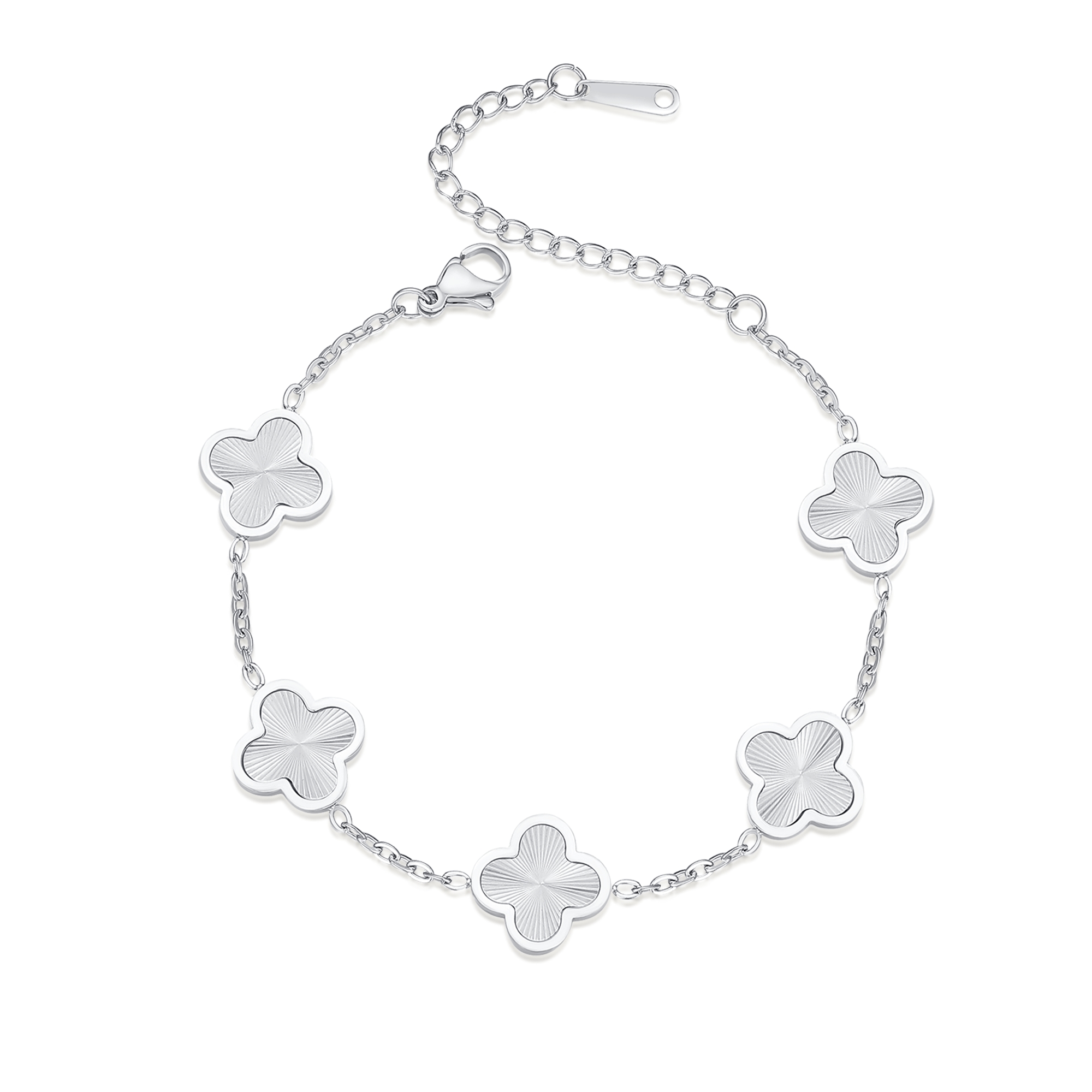 Lucky Four-Leaf Clover Bracelet: Natural Red Carnelian, Purple Jade & Mother-of-Pearl - Light Luxury Women's Jewelry