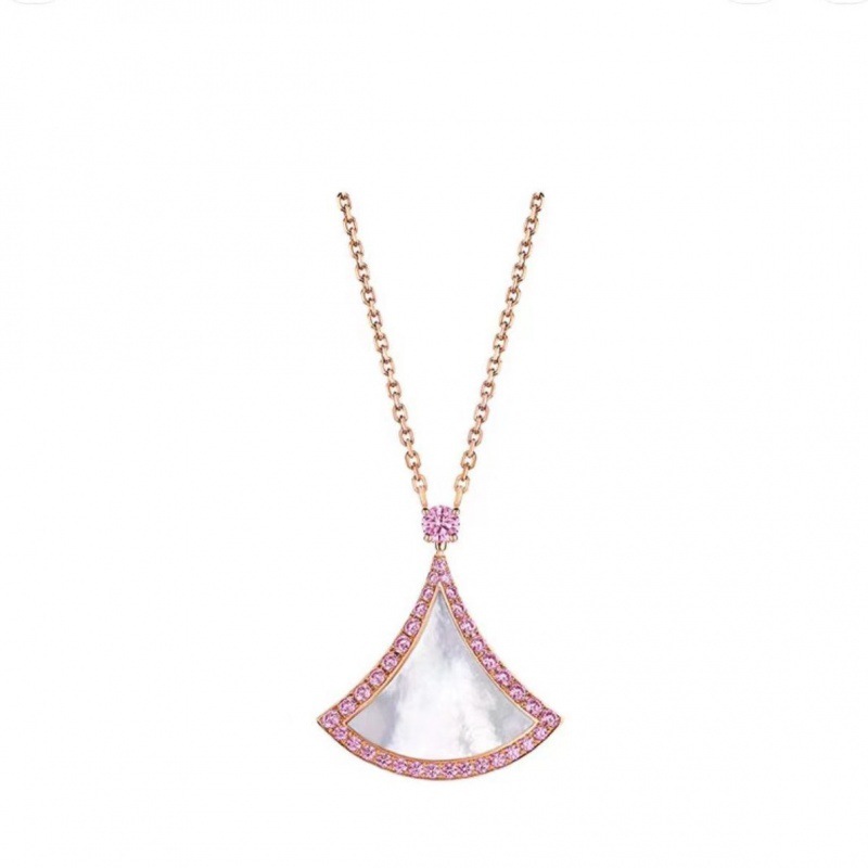 Sector Fan Double Layer Pendant Necklace | 925 Sterling Silver Gold Plated | White Mother of Pearl & Red Carnelian | Pave Diamond Accents