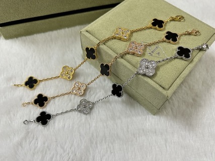 Ladies' new lucky clover red chalcedony natural purple jade four-leaf clover mother-of-pearl light luxury bracelet mother-of-pearl jade agate jewelry