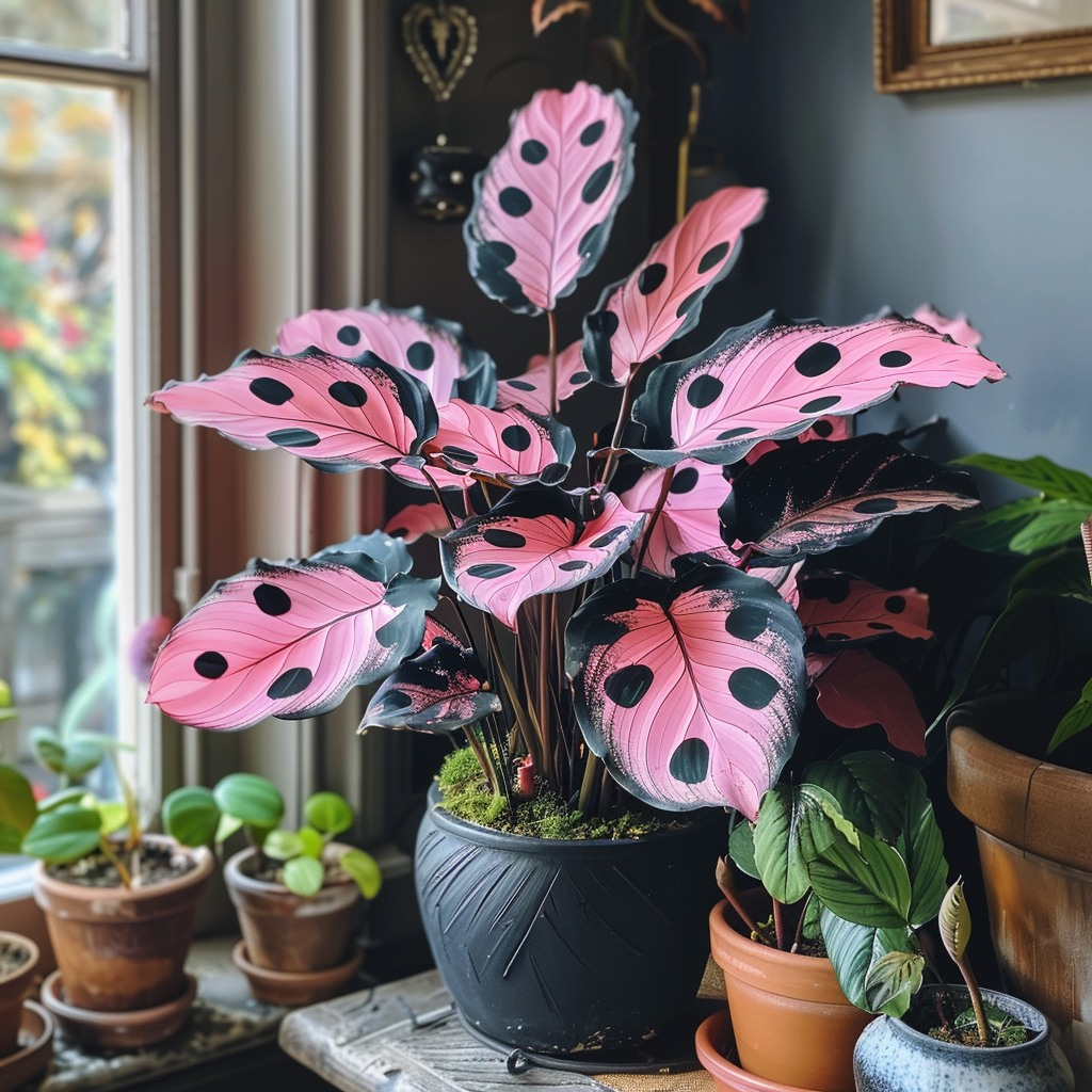 Polka Dot Pink Calathea Seeds🌿💫Potted Plants, Garden