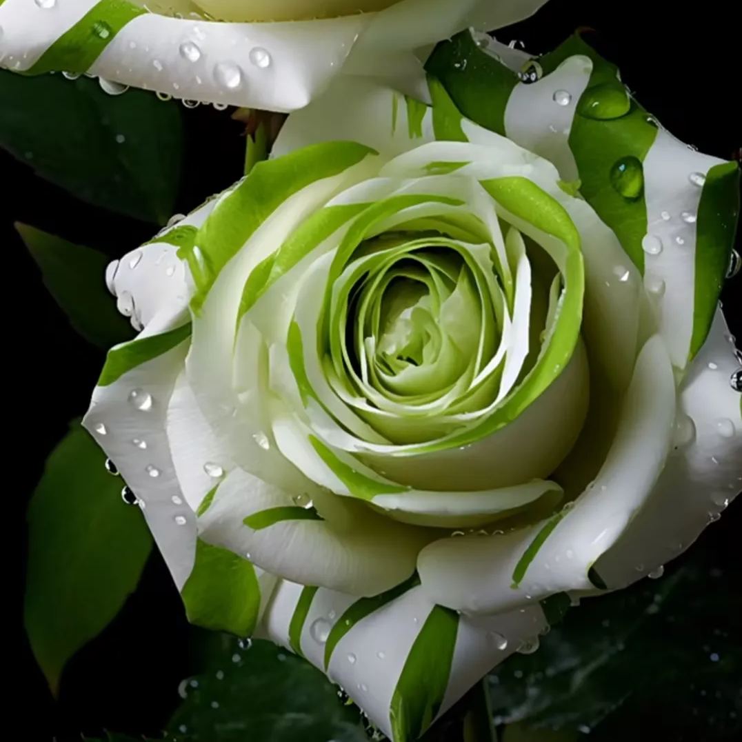 🤍Rare White and Green Twin Roses💚