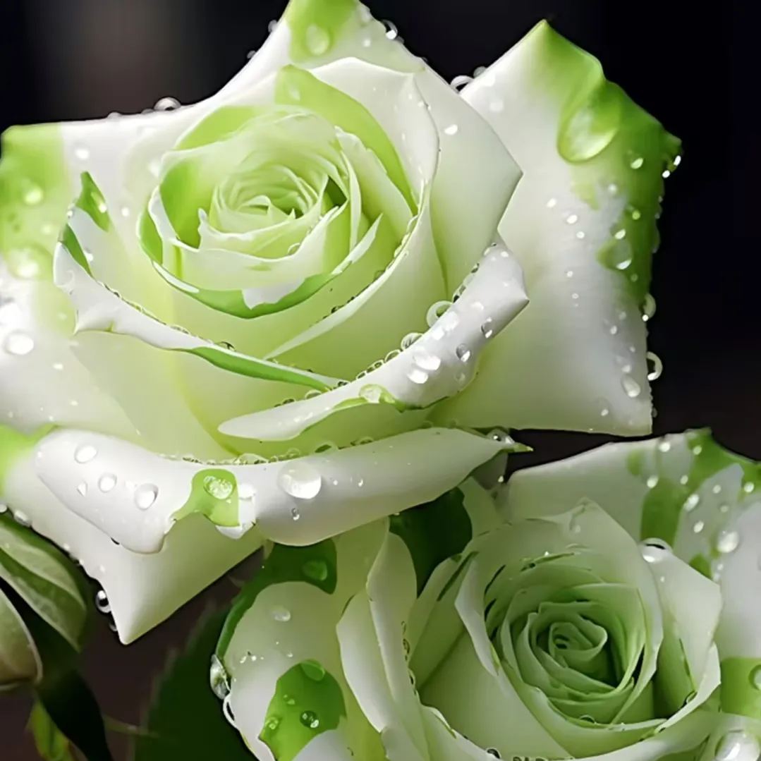 🤍Rare White and Green Twin Roses💚