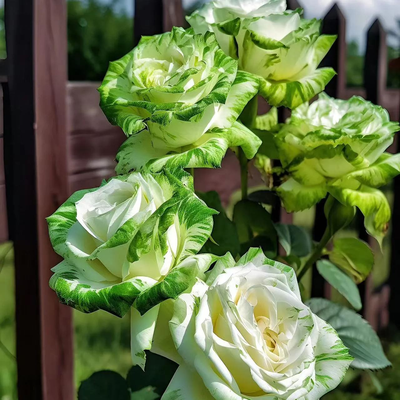 🤍Rare White and Green Twin Roses💚