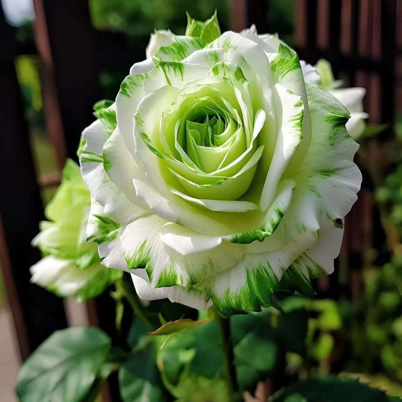 🤍Rare White and Green Twin Roses💚
