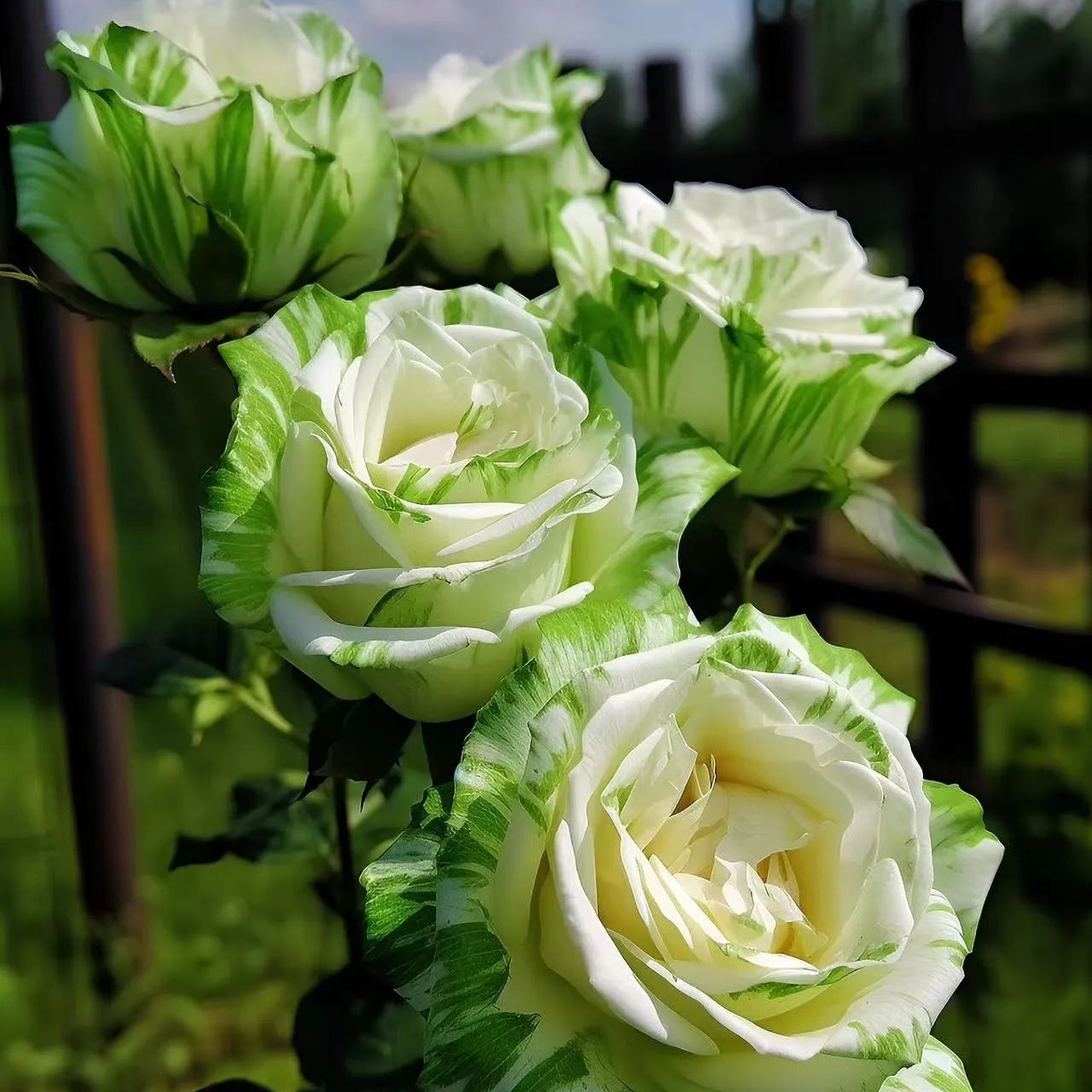 🤍Rare White and Green Twin Roses💚