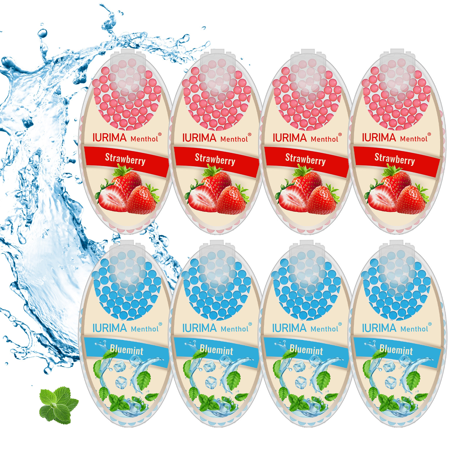 【Strawberry + Blue Mint】800 Crushed Mint Balls, Iced Mint Capsules | Peppermint Strainer | Flavor Beads