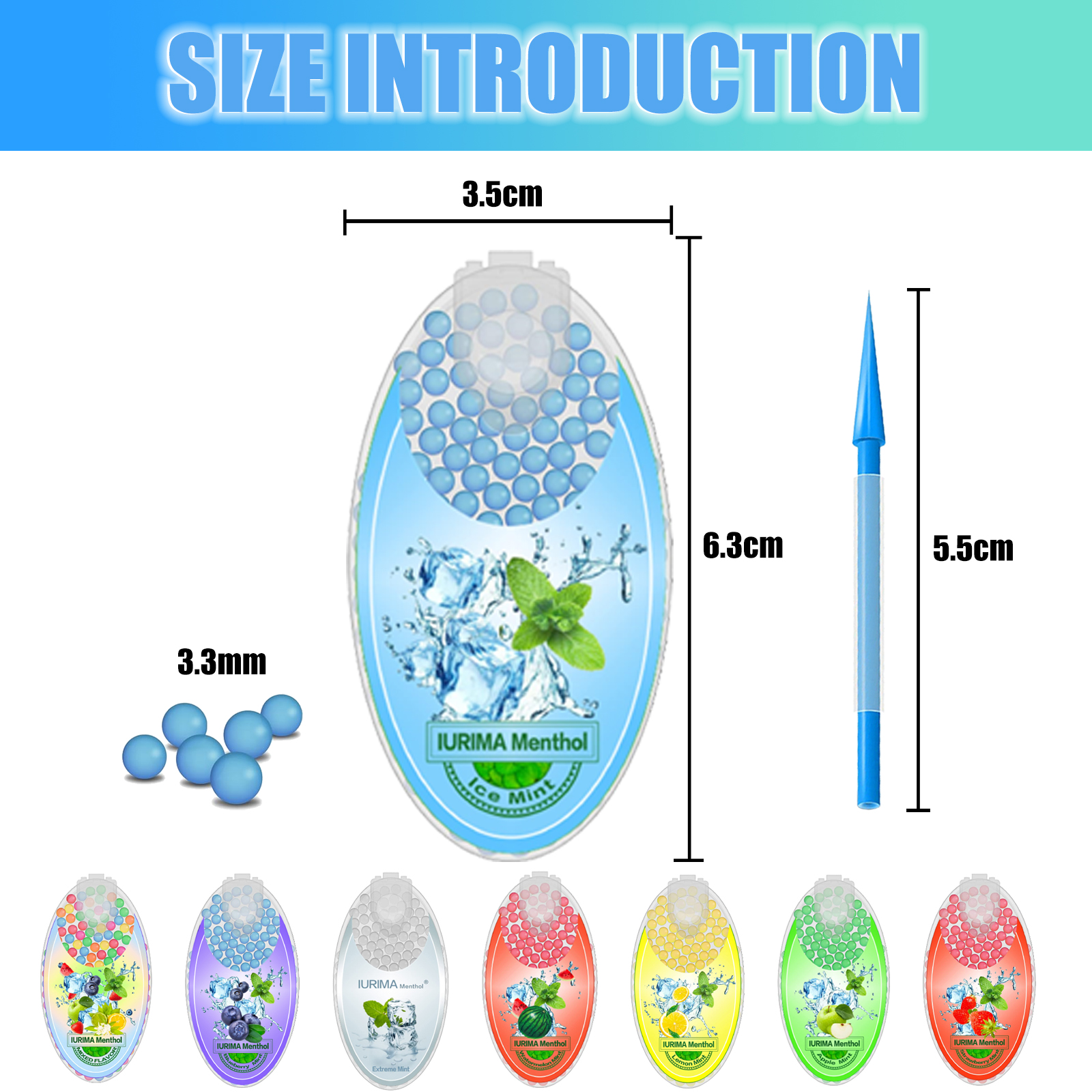 100PCS Pure Menthol Crushball Capsules, Small Portable Menthol Aroma Capsules, Multiple flavors Ball Shape Explosion Beads Pure Plant Fruit Extract Fresh Breath