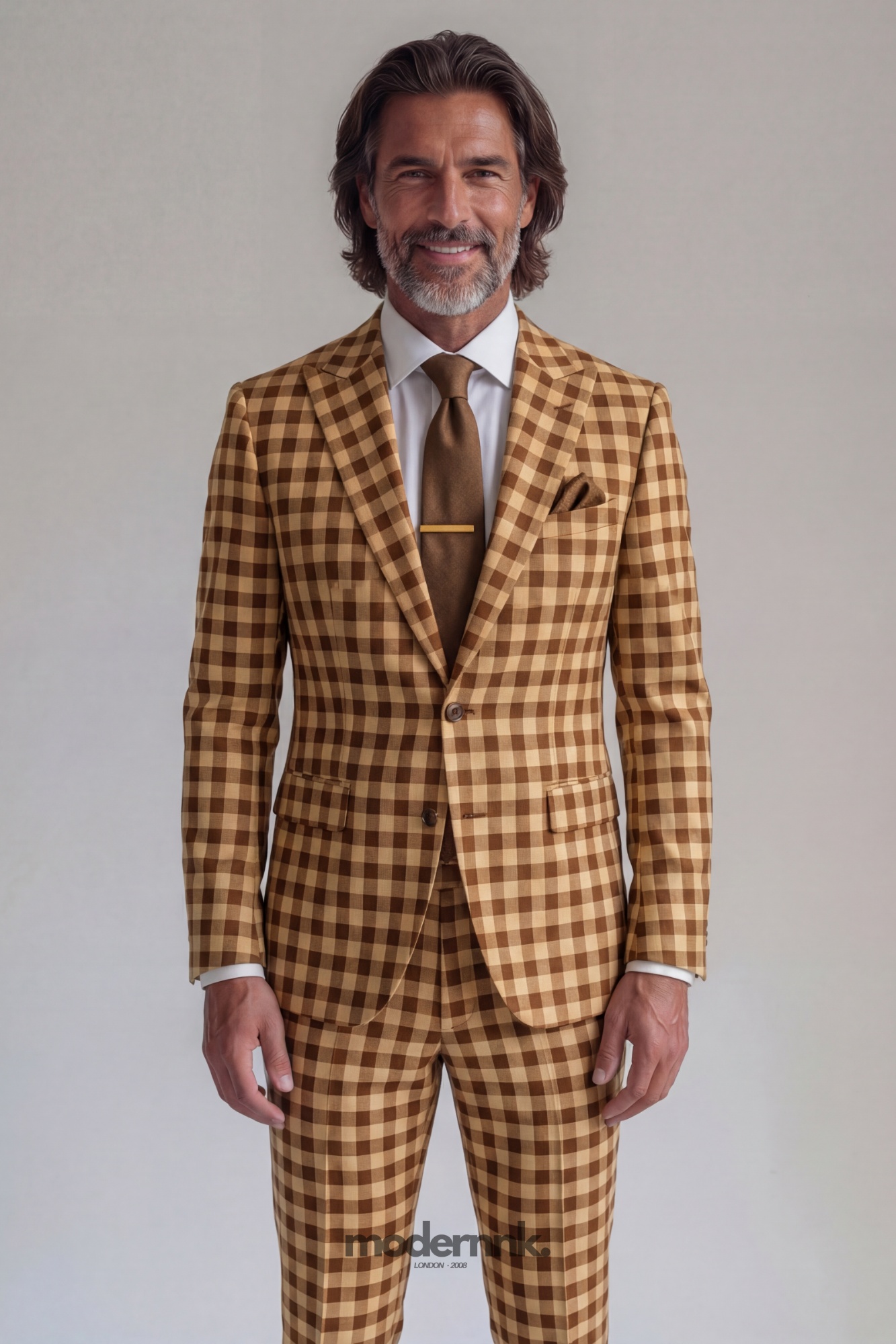 Classic Brown Gingham Suit A0003 | Formal & Casual Events | Modernnk