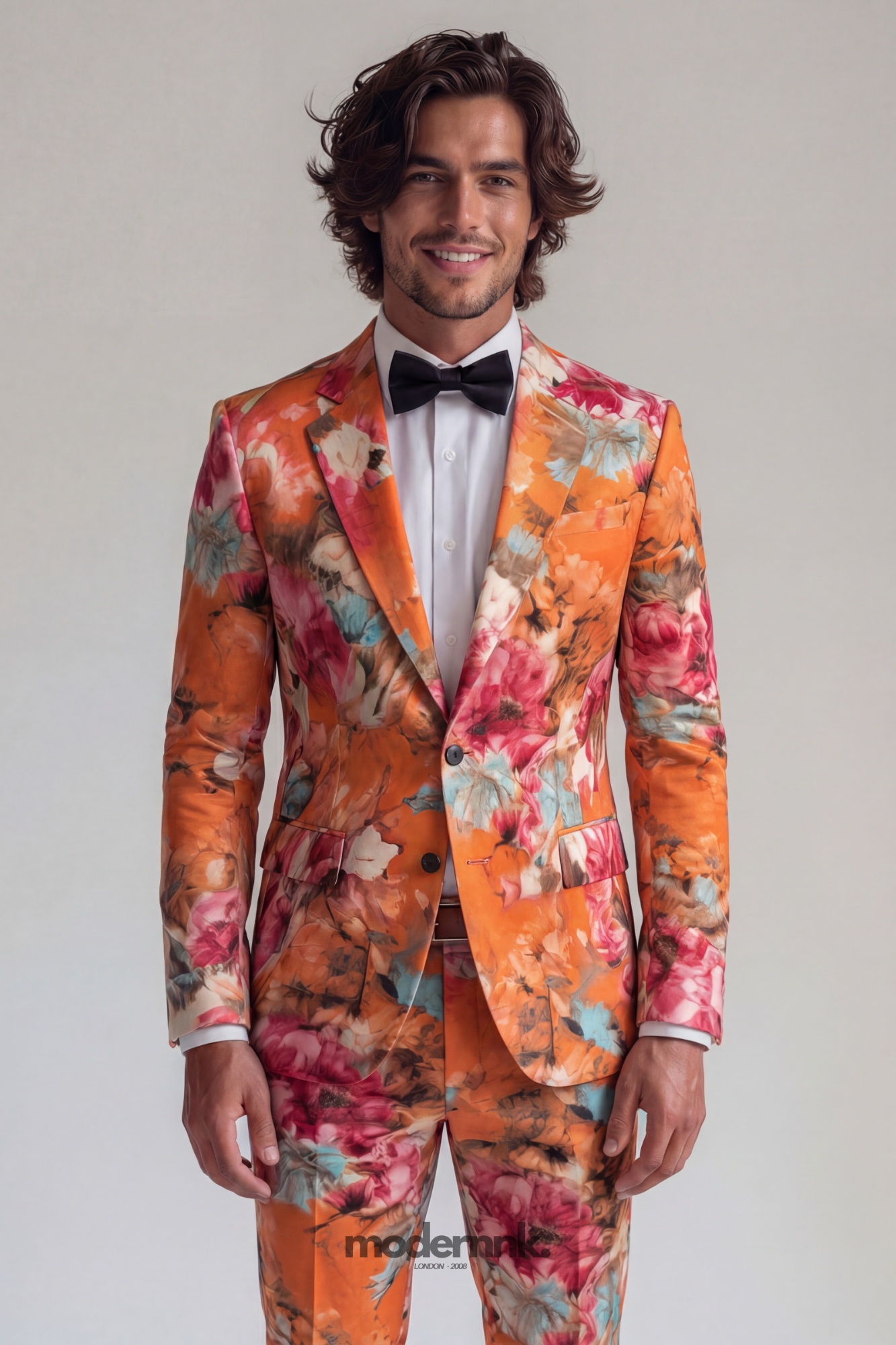 Vibrant Orange Floral Suit A0019