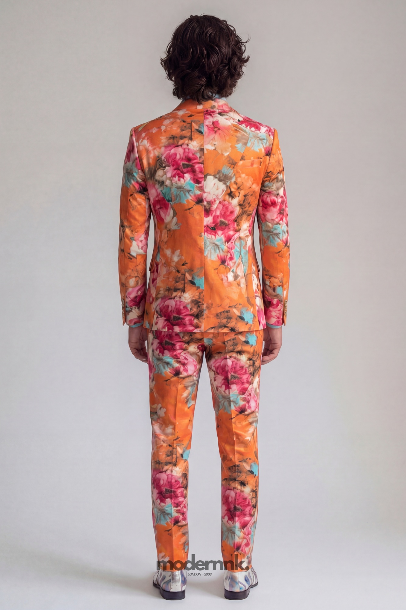 Vibrant Orange Floral Suit A0019