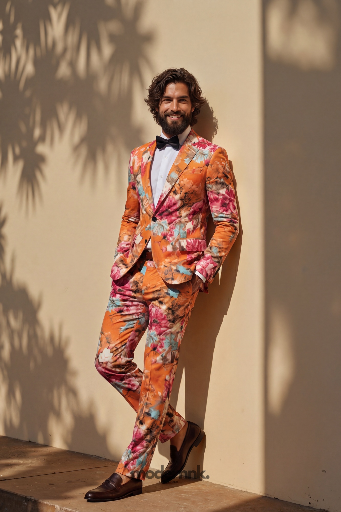 Vibrant Orange Floral Suit A0019