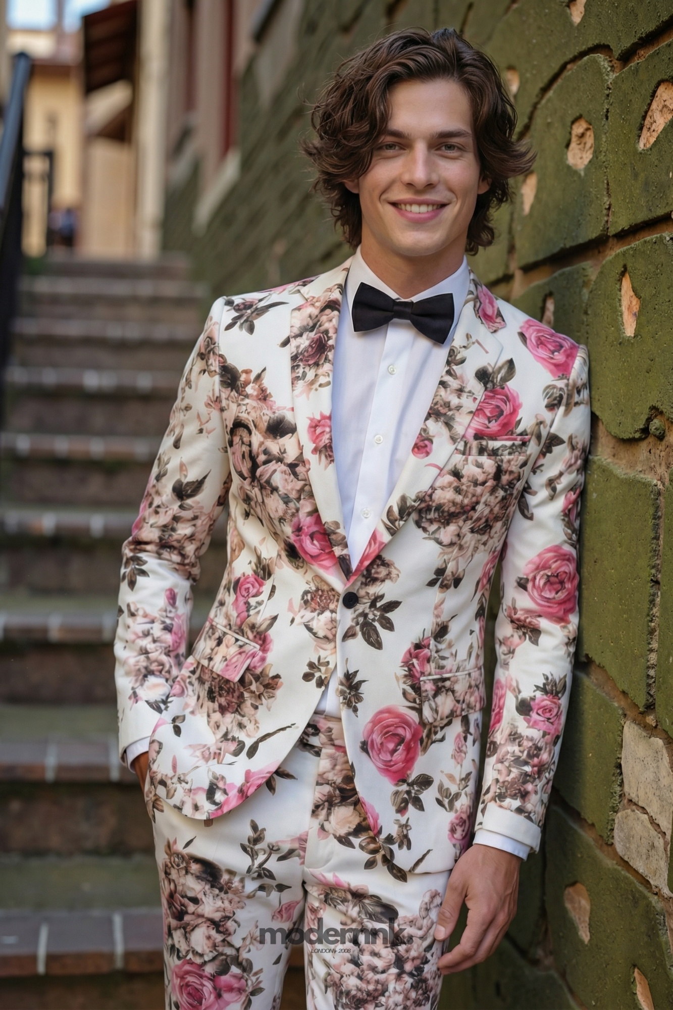 Elegant White Floral Suit A0034