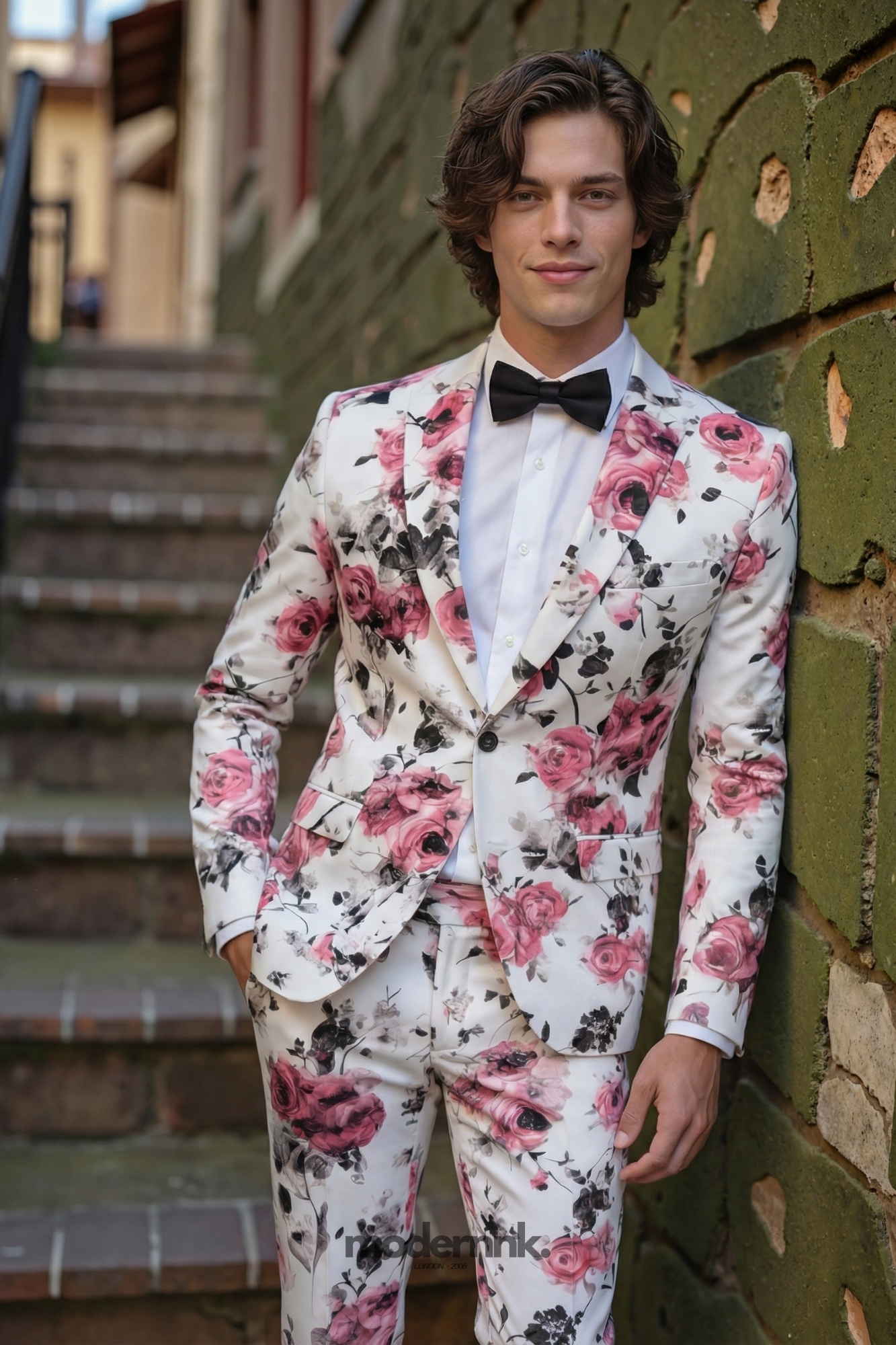 Vivid Floral Pink Rose Suit A0037