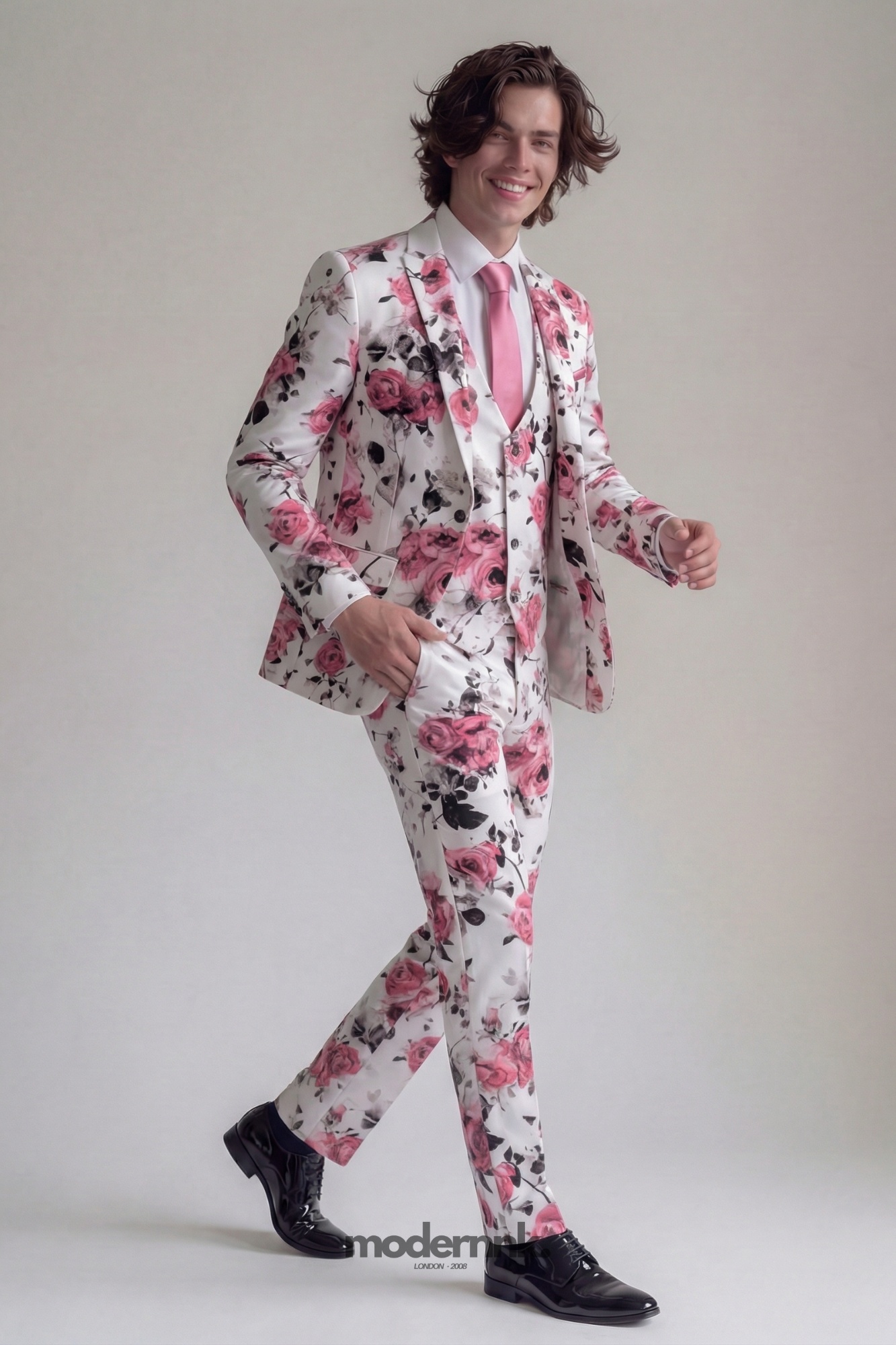 Vivid Floral Pink Rose Suit A0037