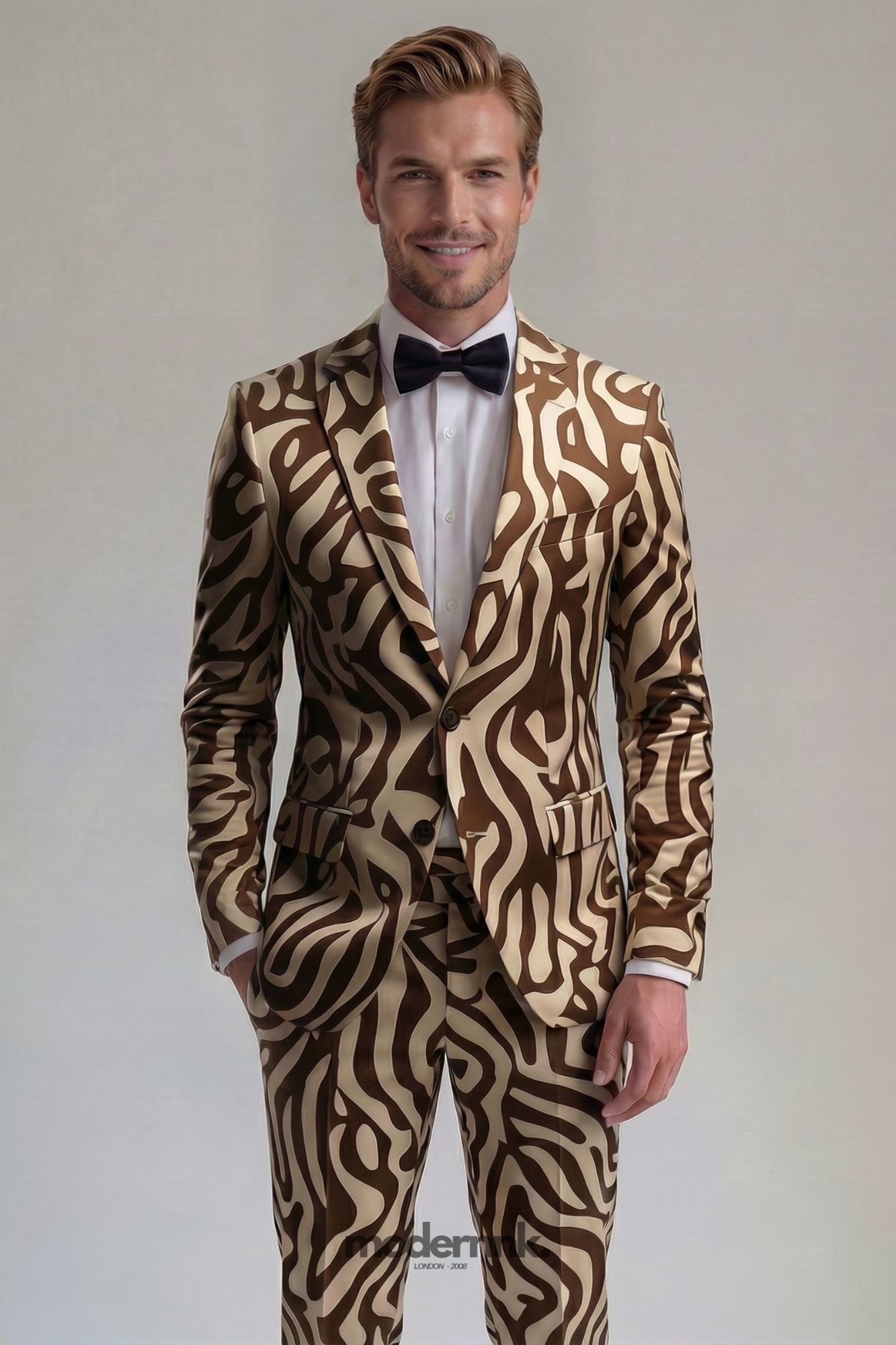 Daring Brown Zebra Print Suit A0045