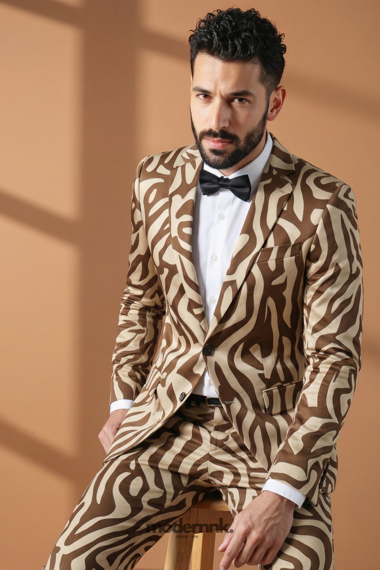 Daring Brown Zebra Print Suit A0045