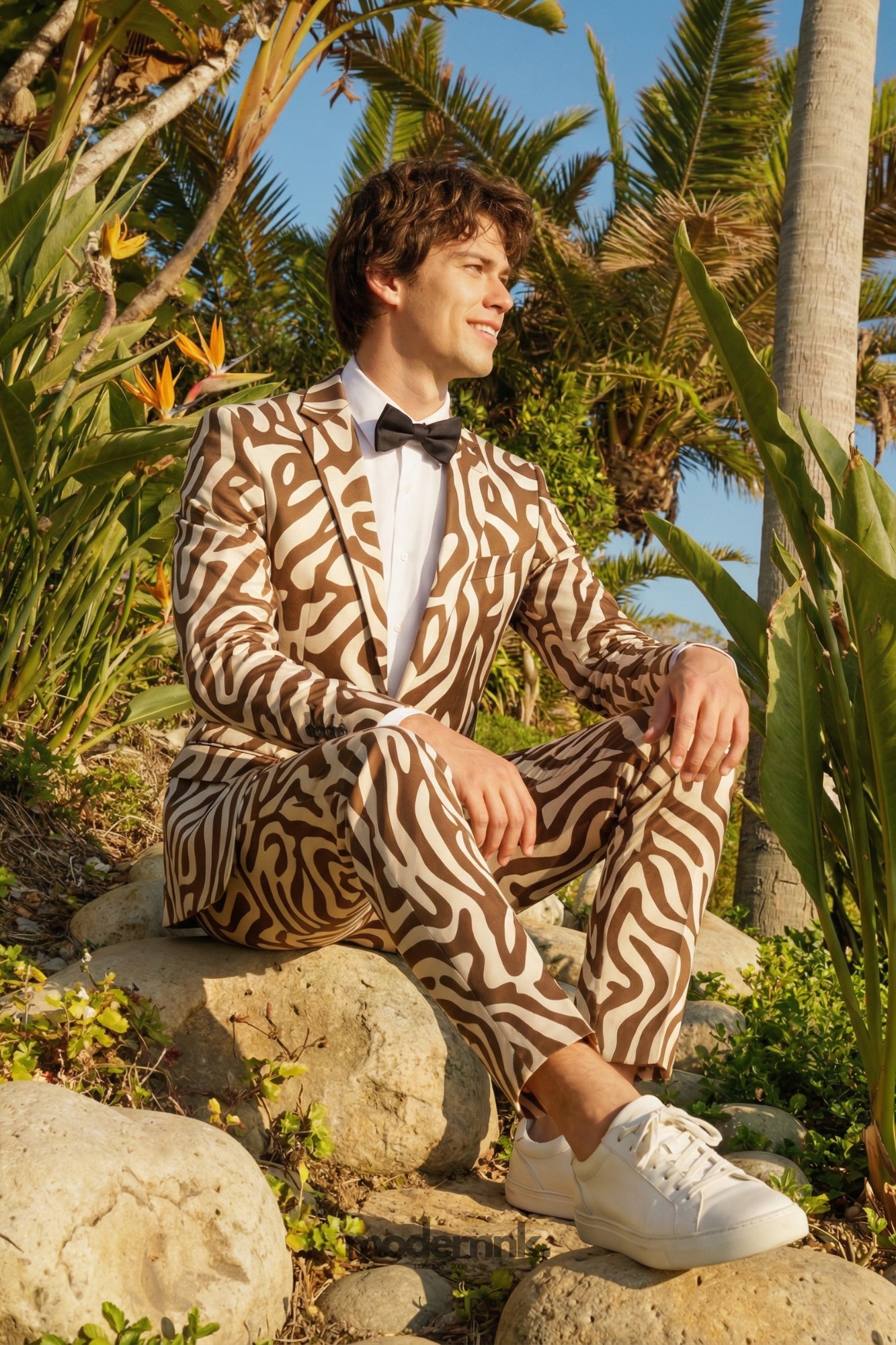 Daring Brown Zebra Print Suit A0045