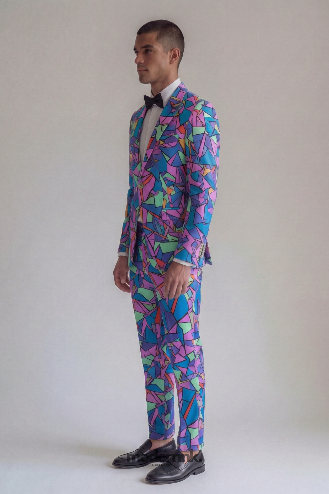 Vivid Multi-color Geometric Suit A0135