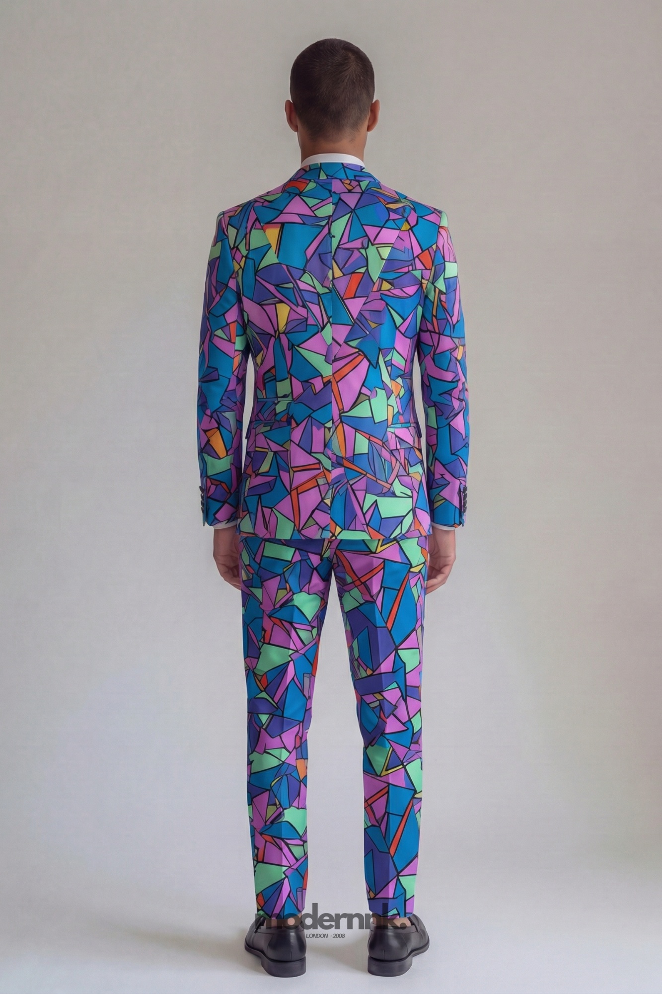 Vivid Multi-color Geometric Suit A0135