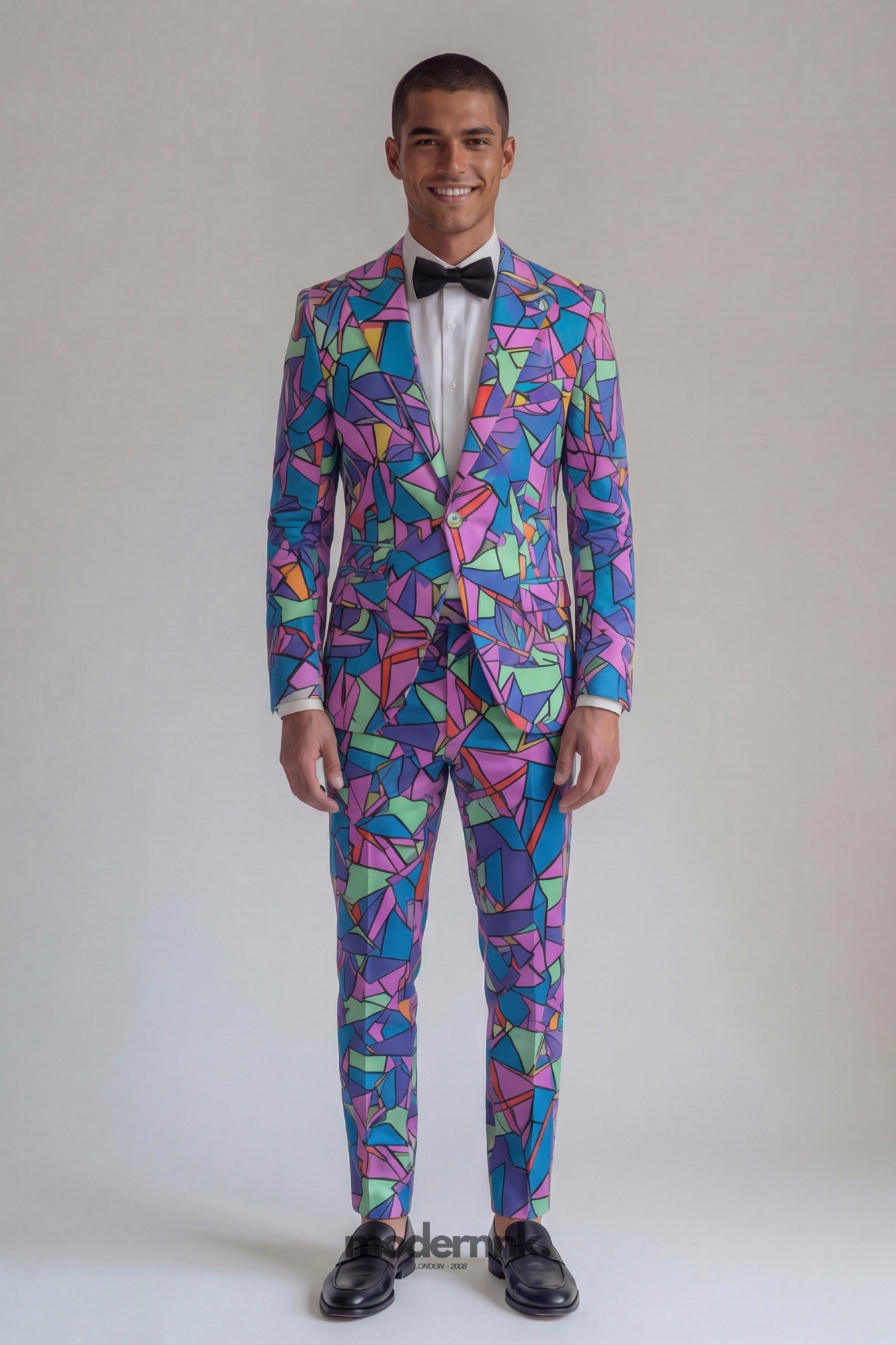 Vivid Multi-color Geometric Suit A0135