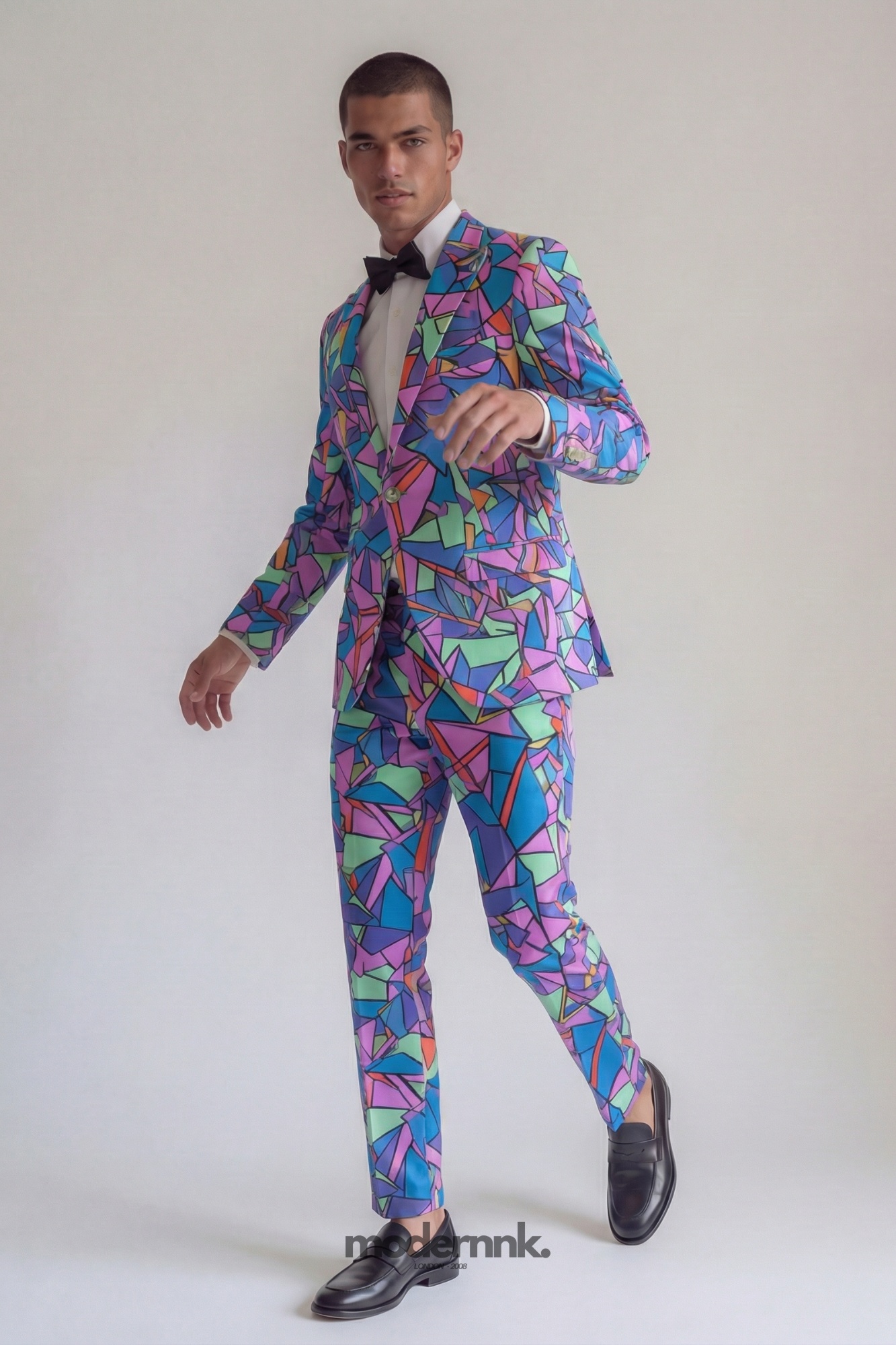 Vivid Multi-color Geometric Suit A0135