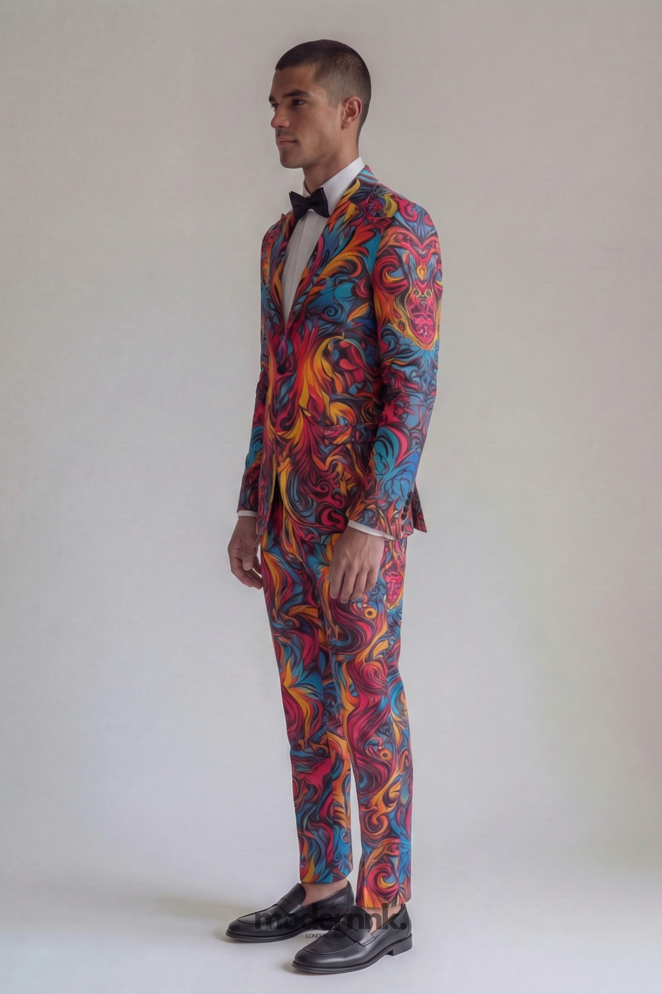 Vibrant Swirl Patterned Suit A0136