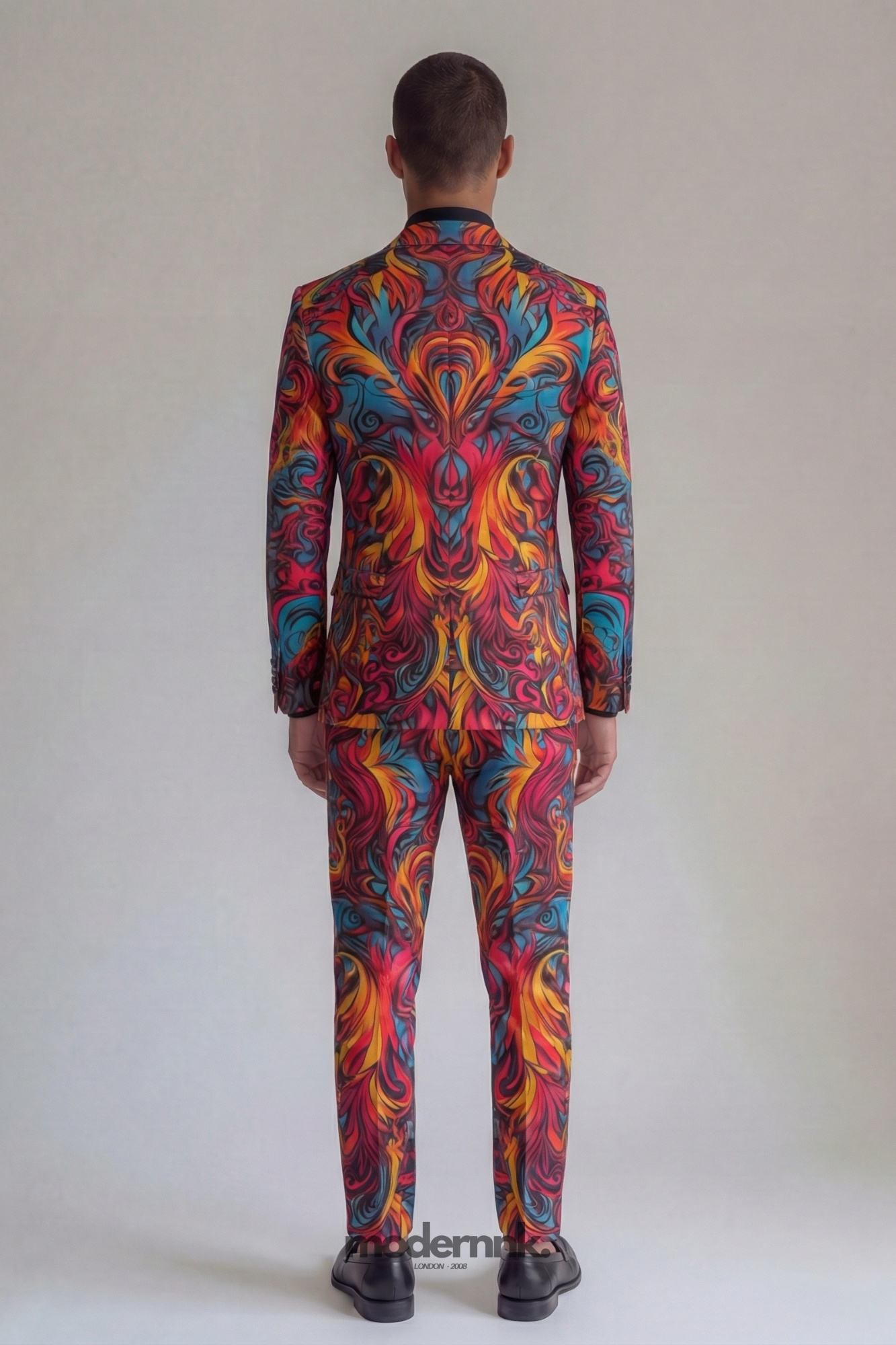Vibrant Swirl Patterned Suit A0136