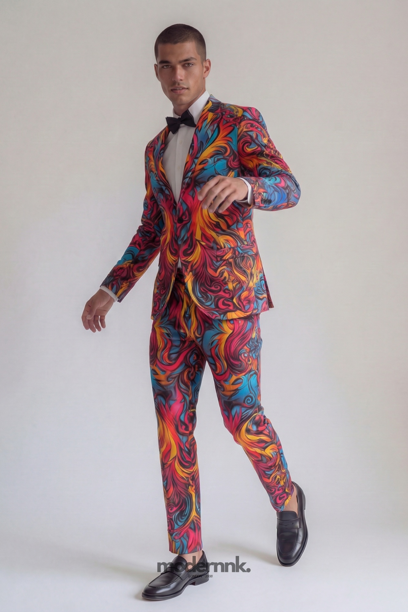Vibrant Swirl Patterned Suit A0136