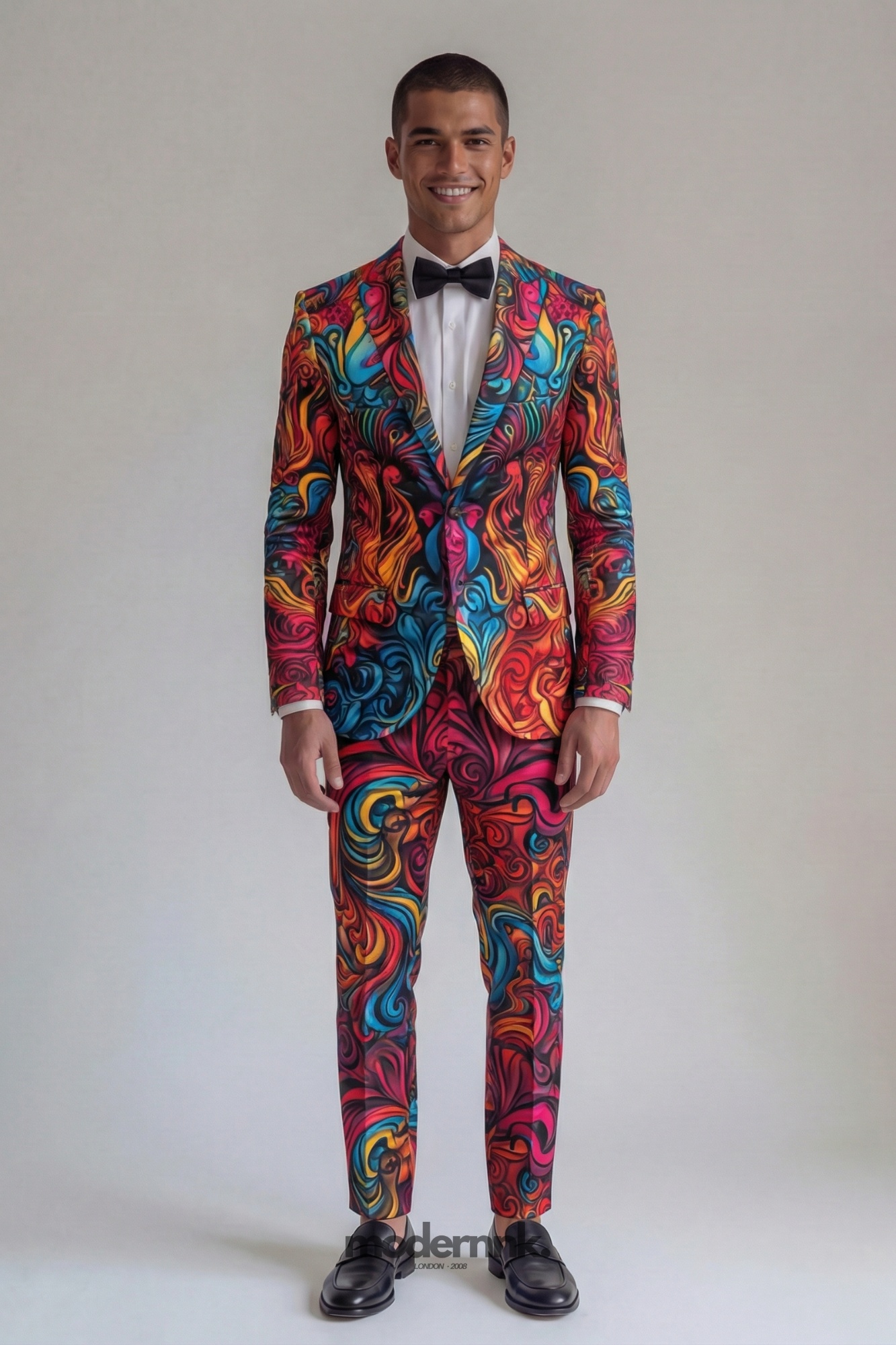 Vivid Psychedelic Swirl Print Suit A0137