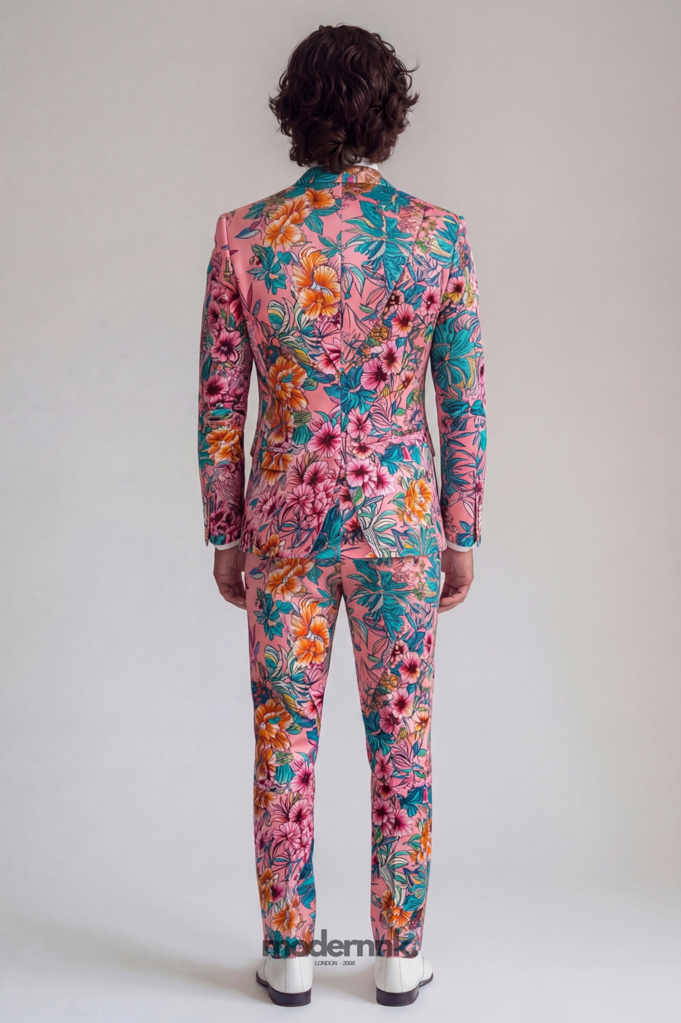 Vibrant Floral Pink Tropical Print Suit A0145