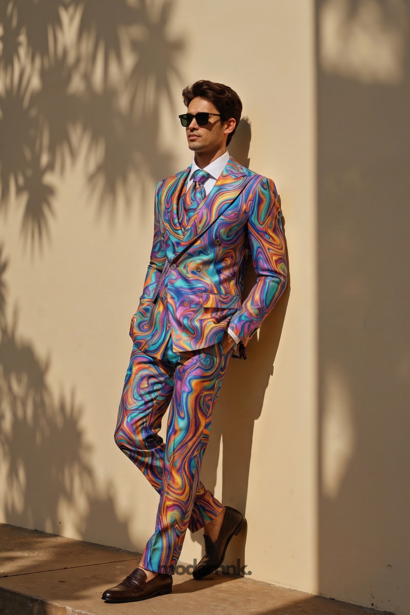 Vibrant Psychedelic Swirl Suit A0149
