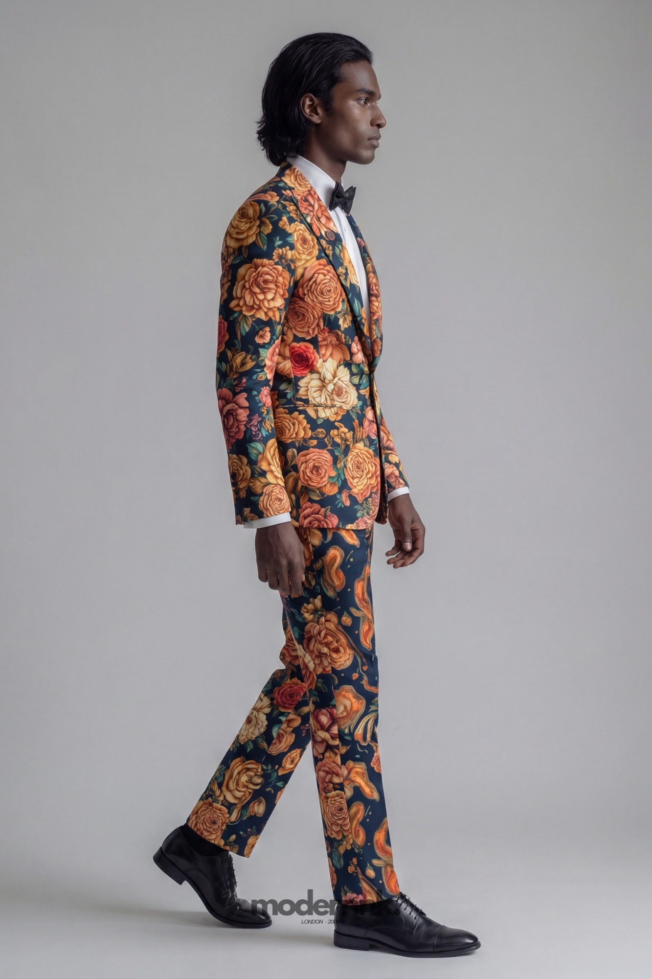 Vibrant Dark Floral Suit A0153