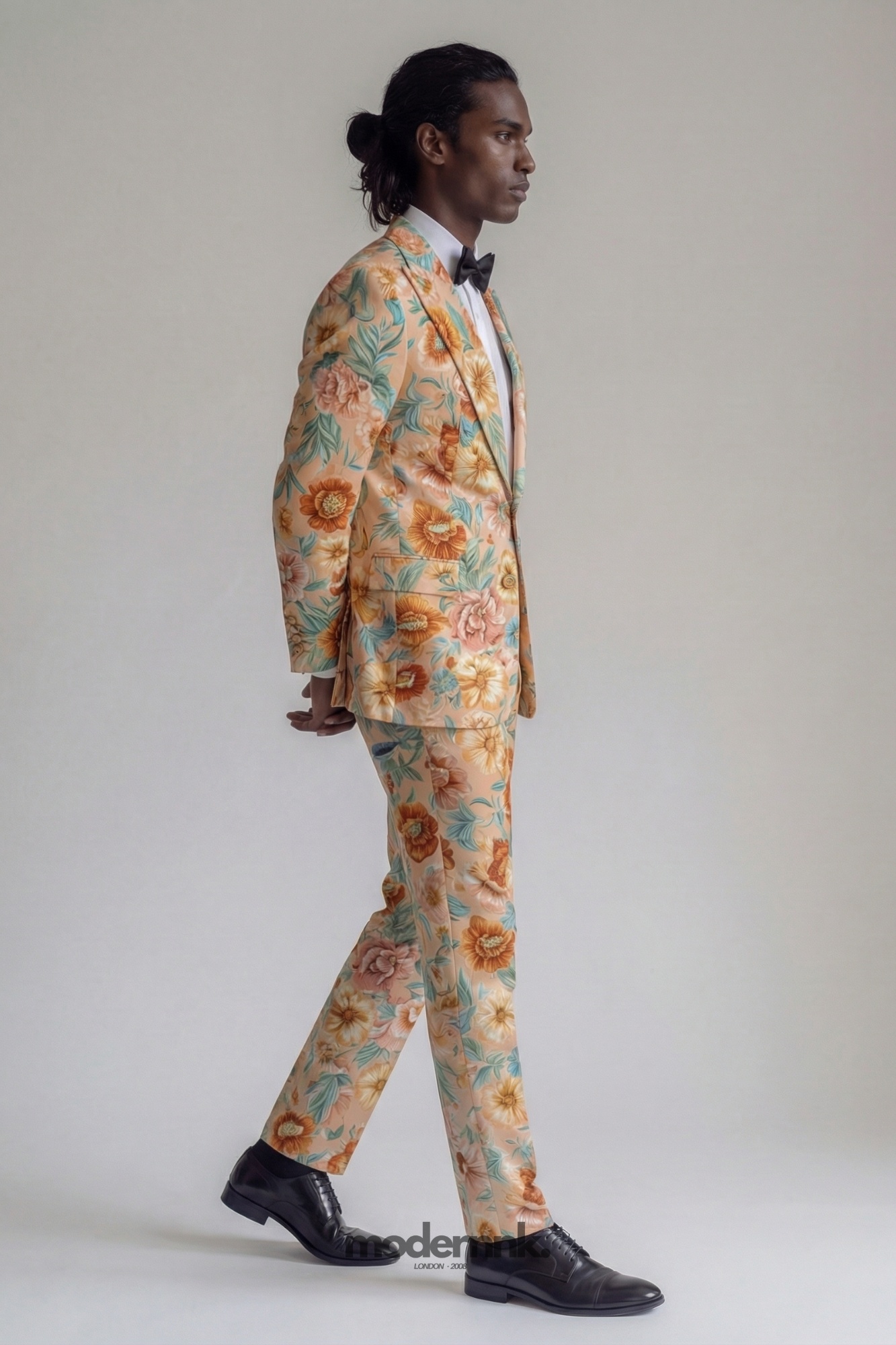 Vibrant Peach Floral Suit A0158