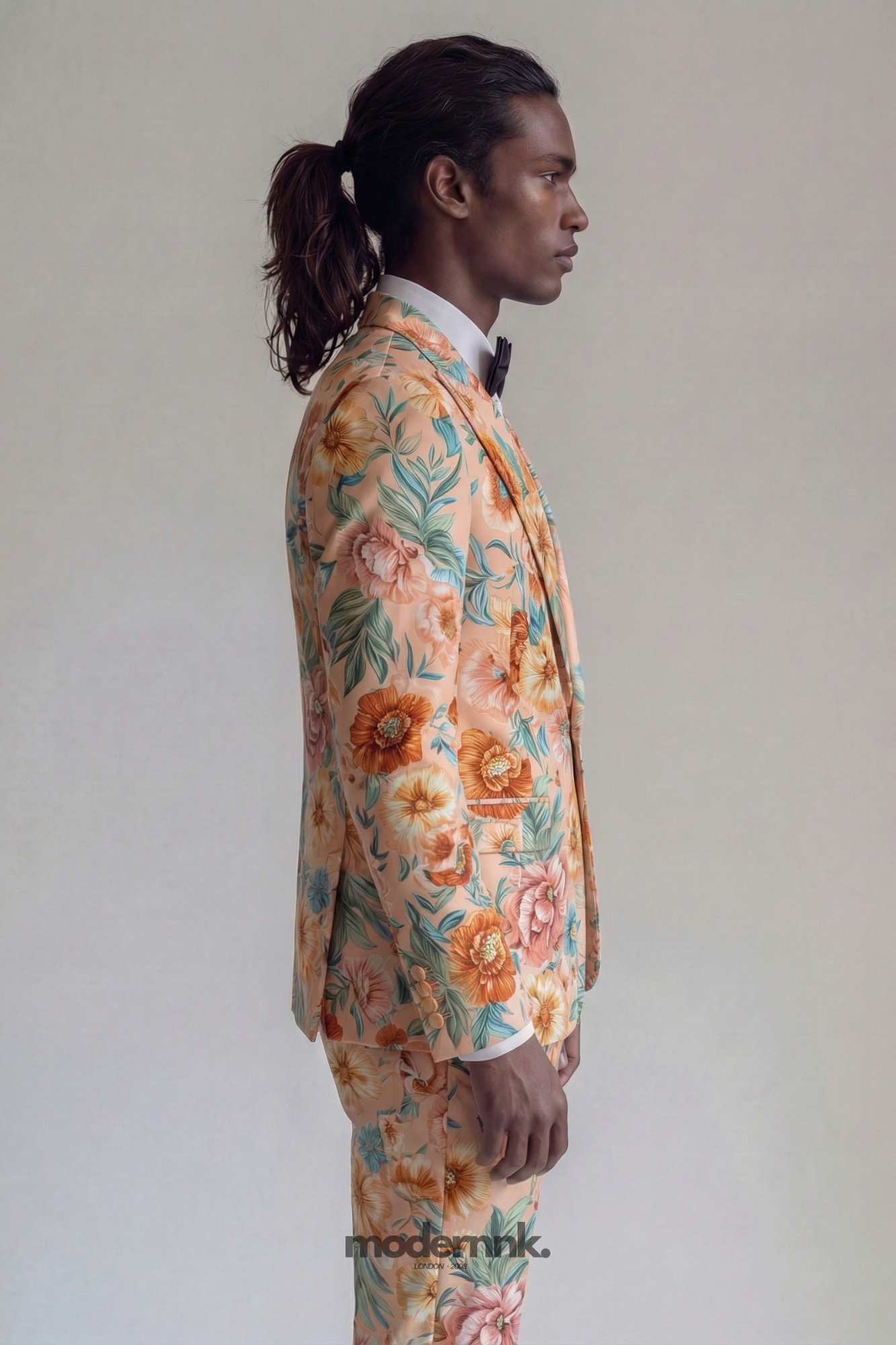 Vibrant Peach Floral Suit A0158