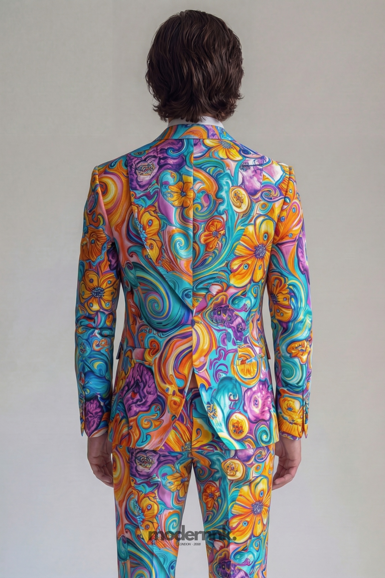 Vibrant Artistic Psychedelic Floral Suit A0160