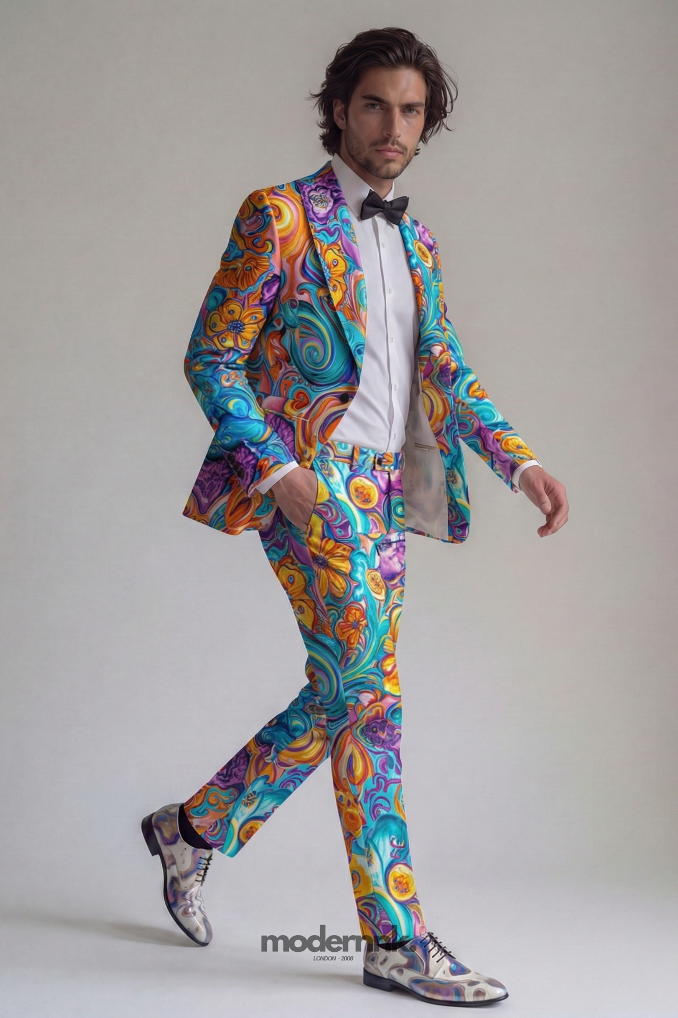 Vibrant Artistic Psychedelic Floral Suit A0160