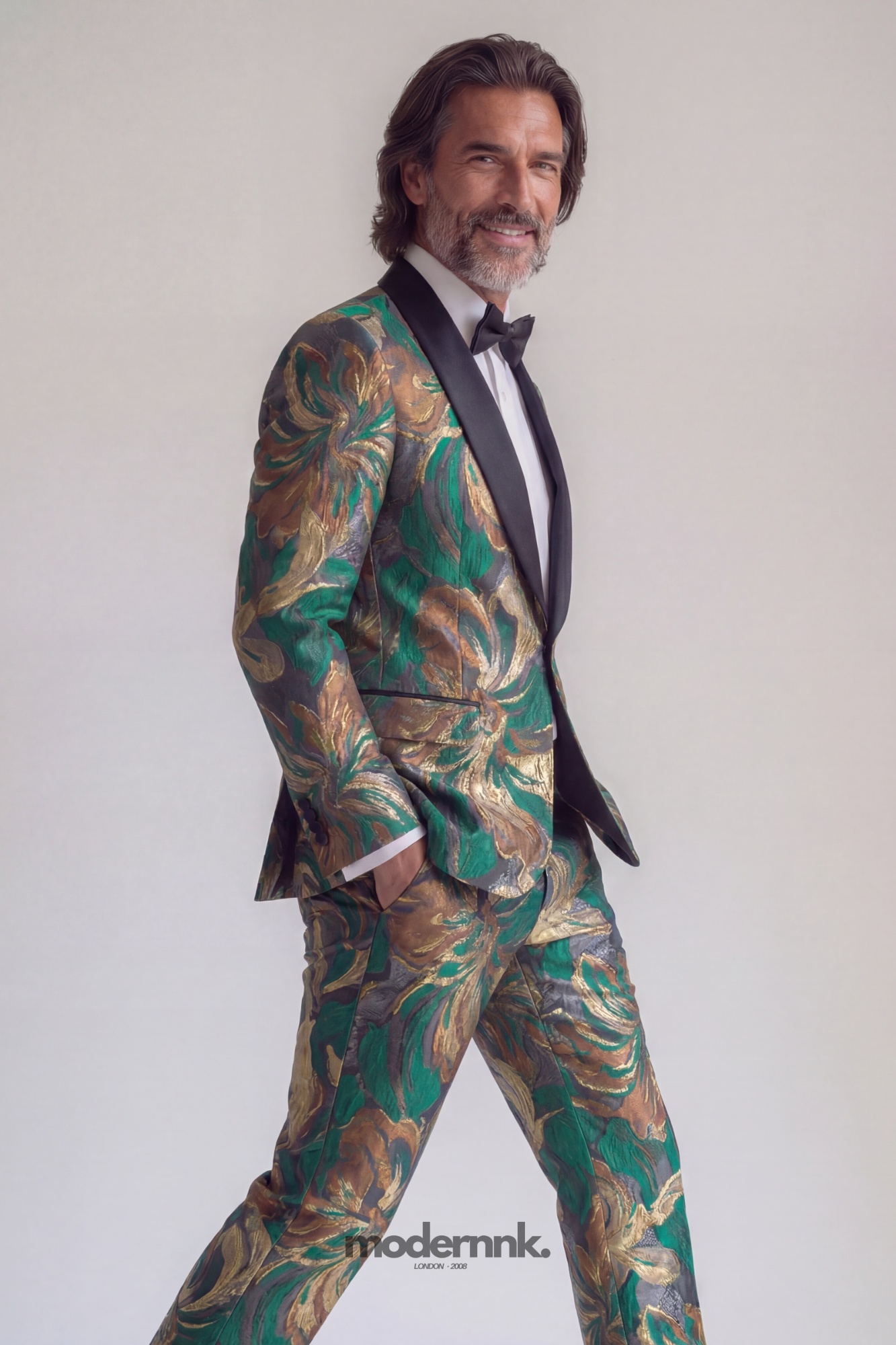 Vibrant Metallic Floral Suit A0284