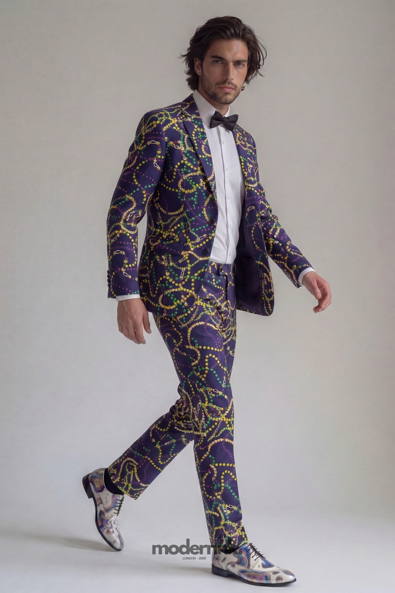 Mardi Gras Beaded Pattern Suit A0287