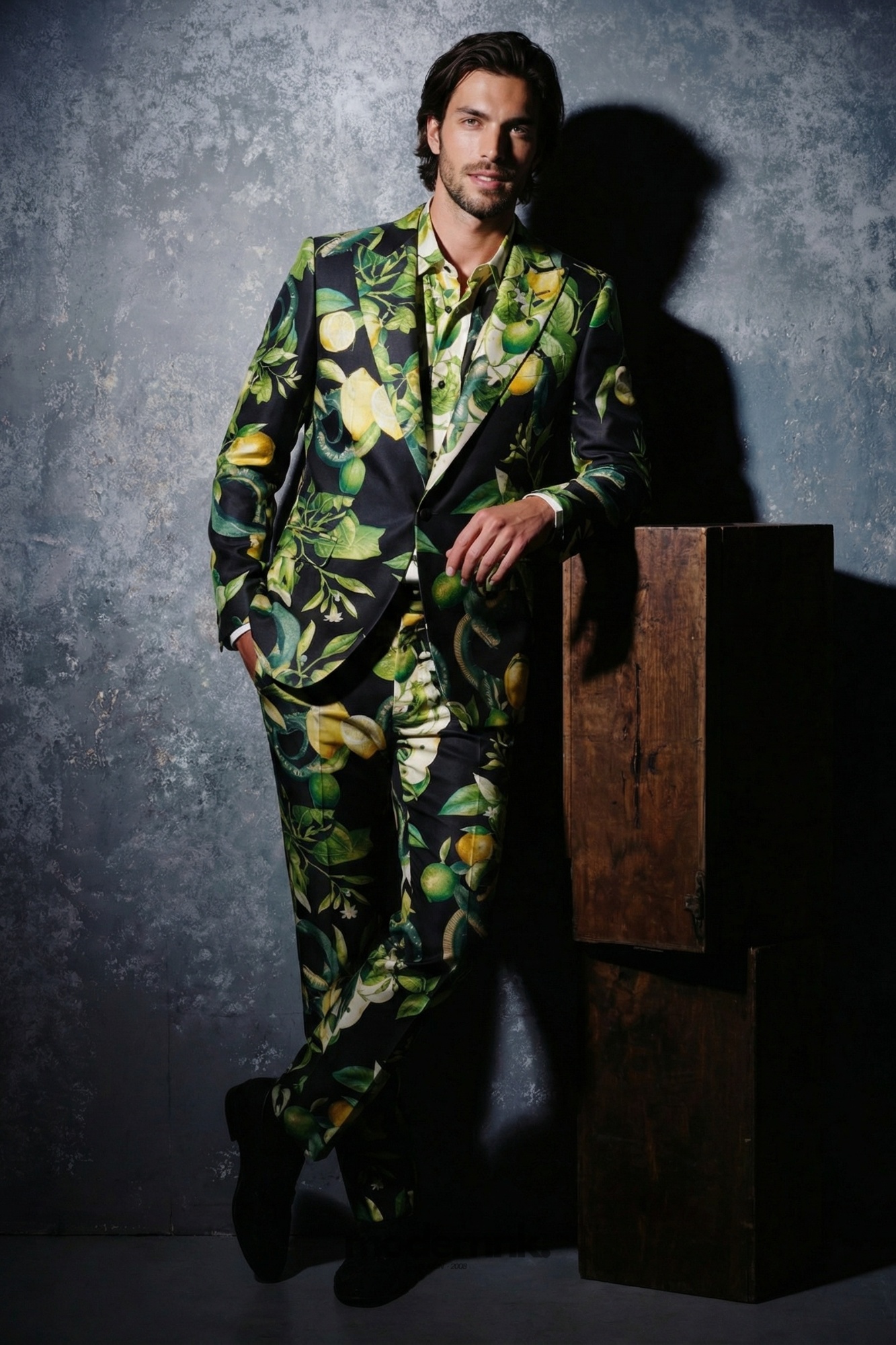 Mediterranean Gala Lemon Print Suit A0288