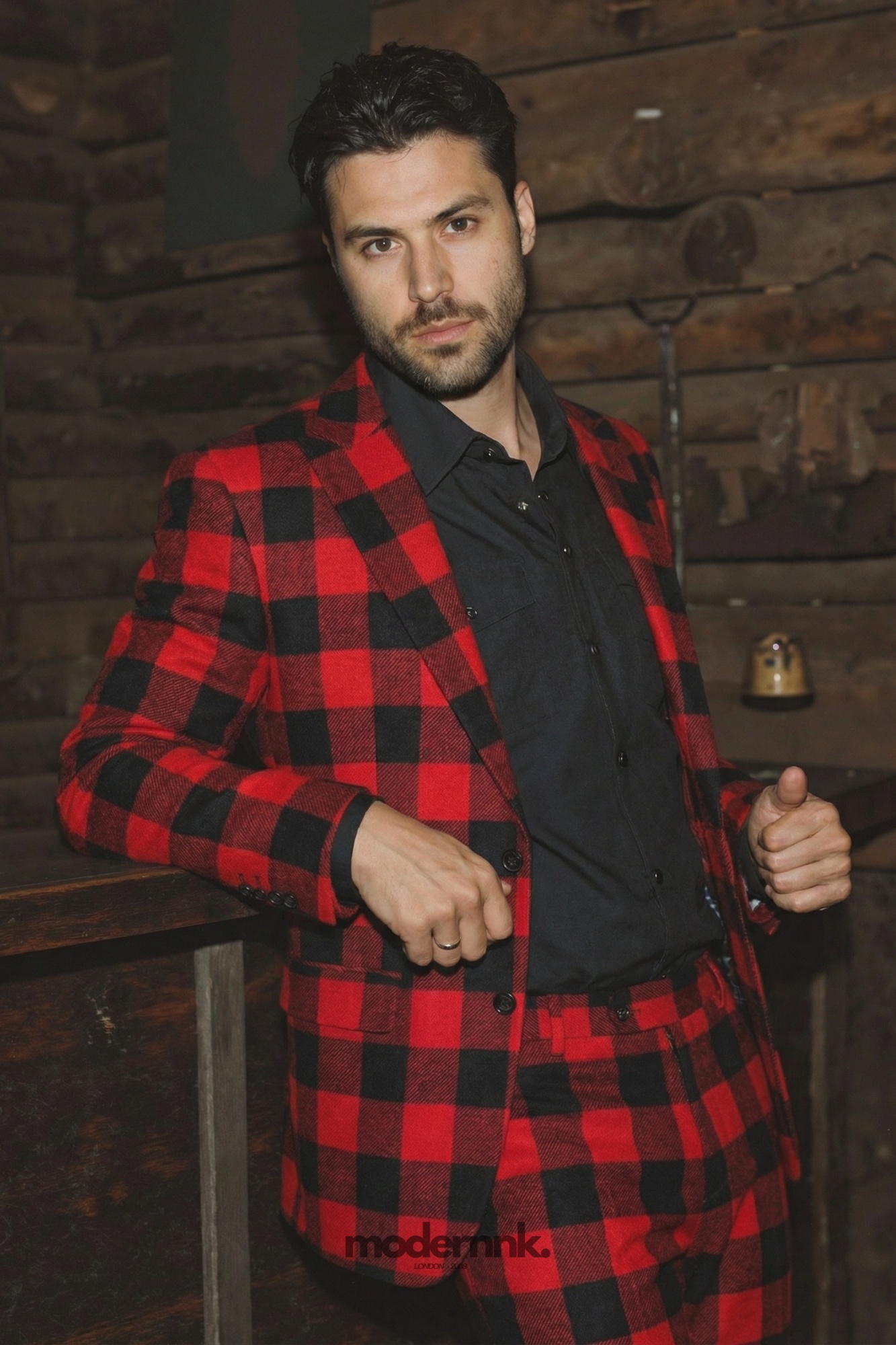 Festive Red Plaid Suit A0305