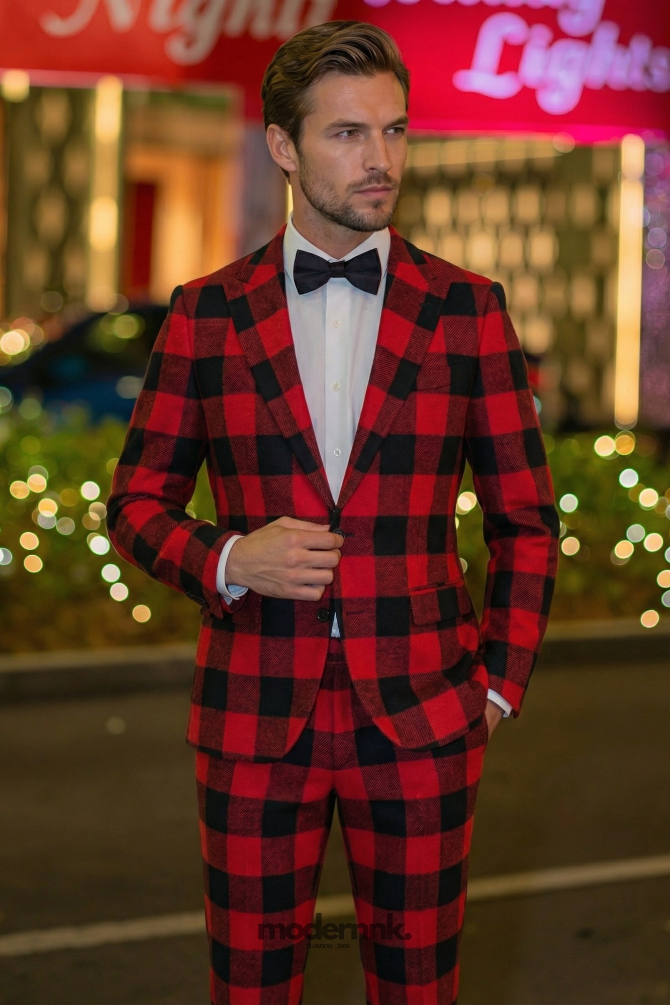 Festive Red Plaid Suit A0305