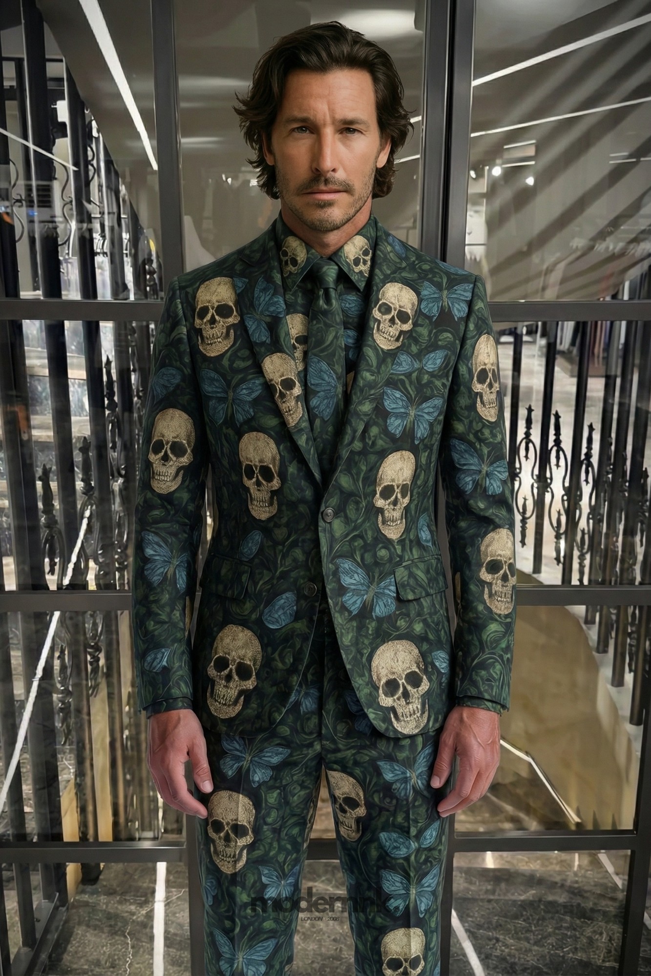 Daring Gentleman Skull Print Suit A0319