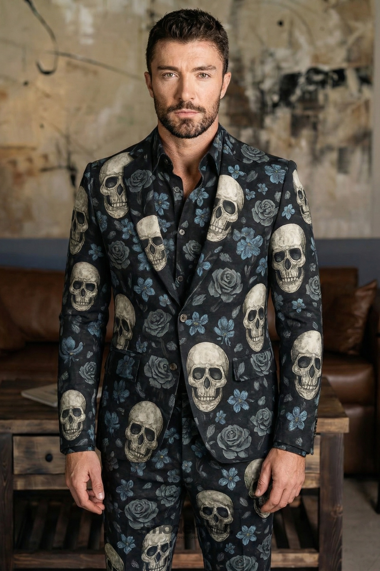 Rebel Skull Rose Suit A0321